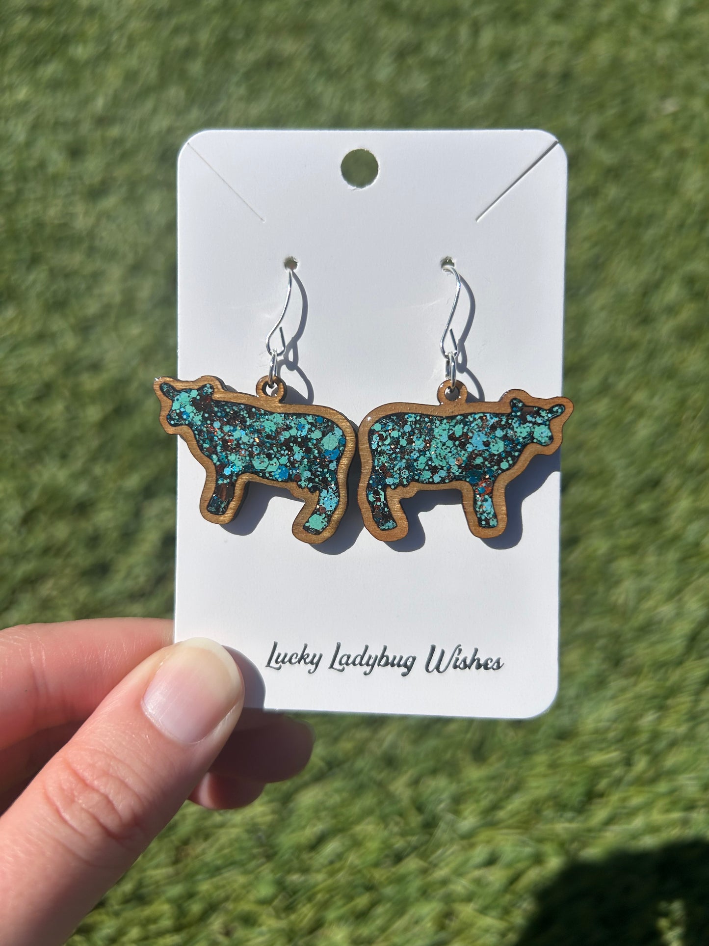 Cow wooden earrings