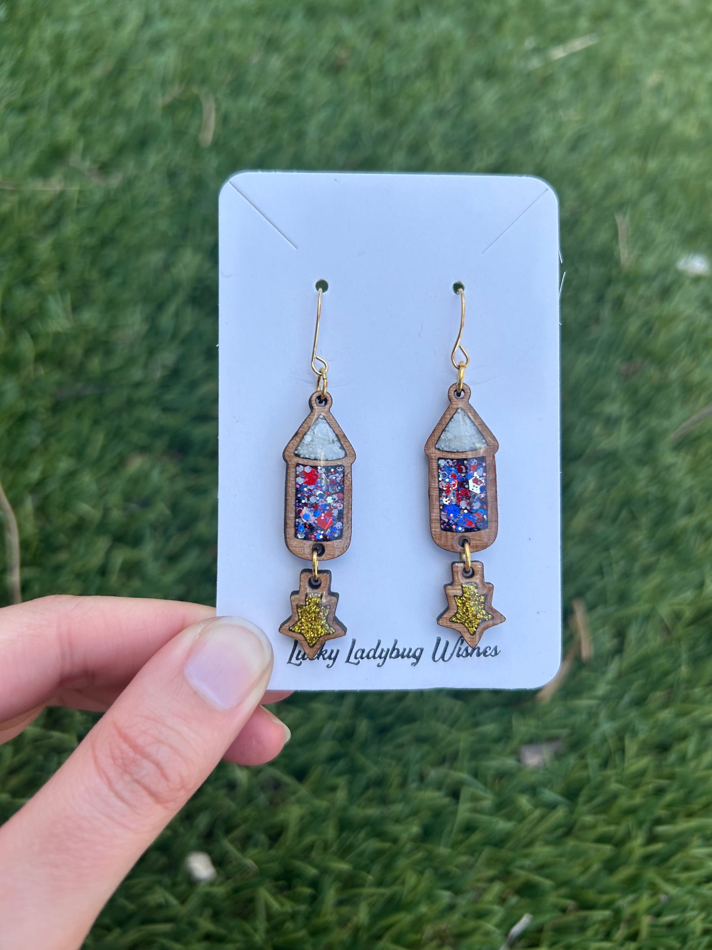 2-Piece Fireworks wooden earrings