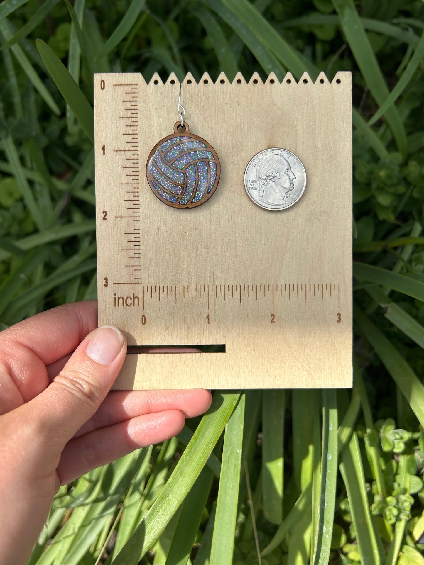 Volleyball wooden earrings