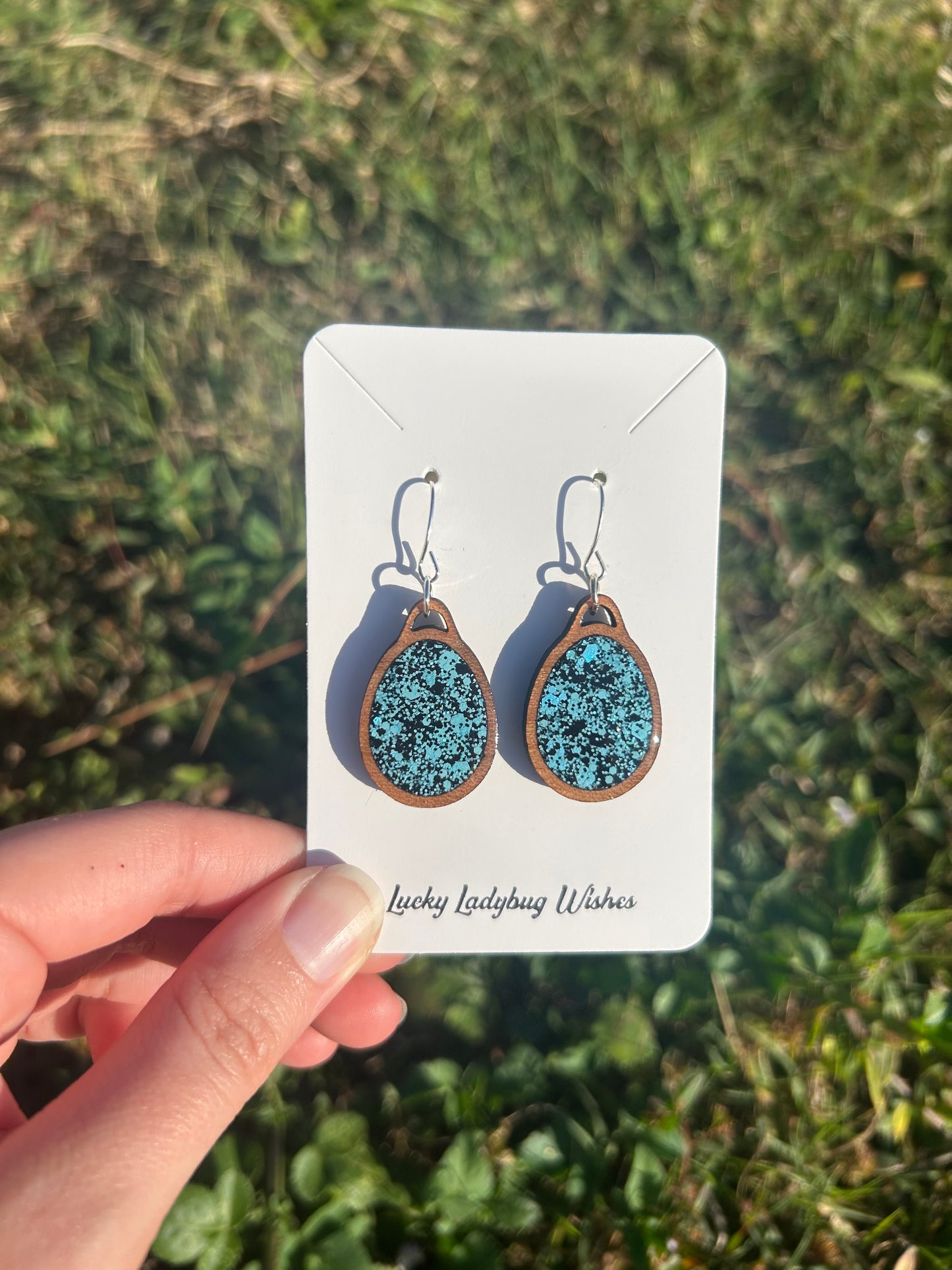 Egg wooden earrings