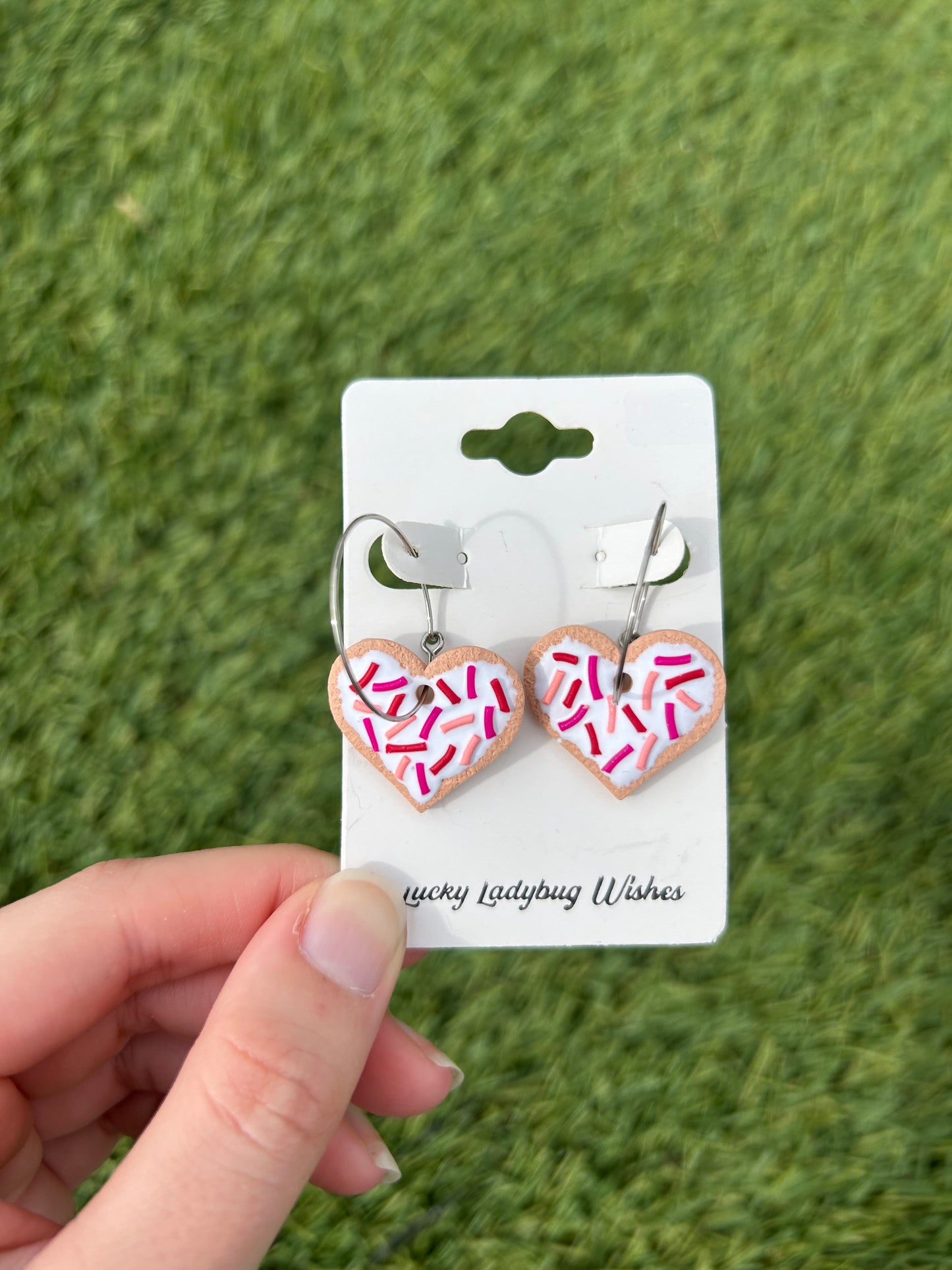 Sugar cookie heart earrings