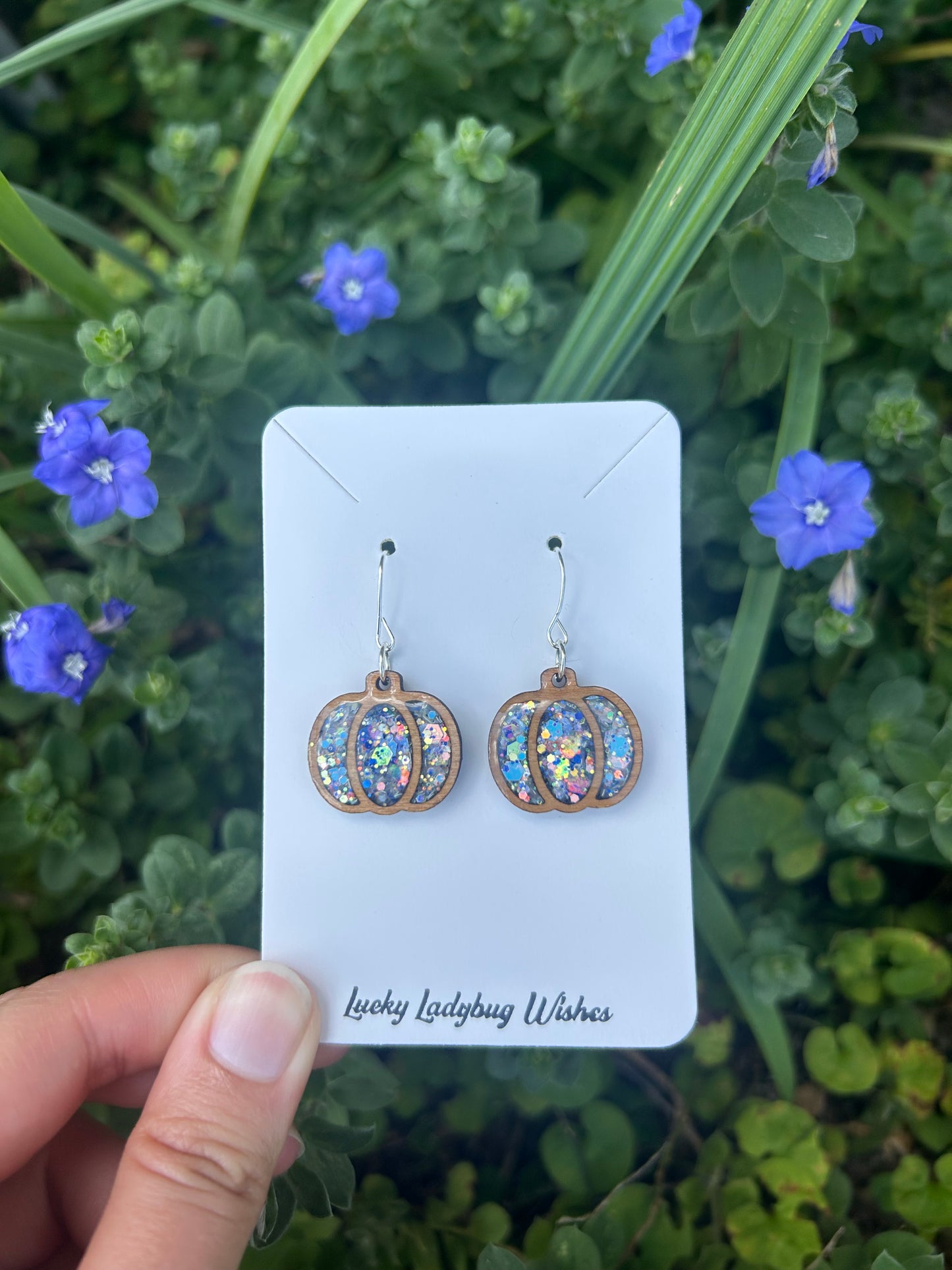 Wooden pumpkin earrings