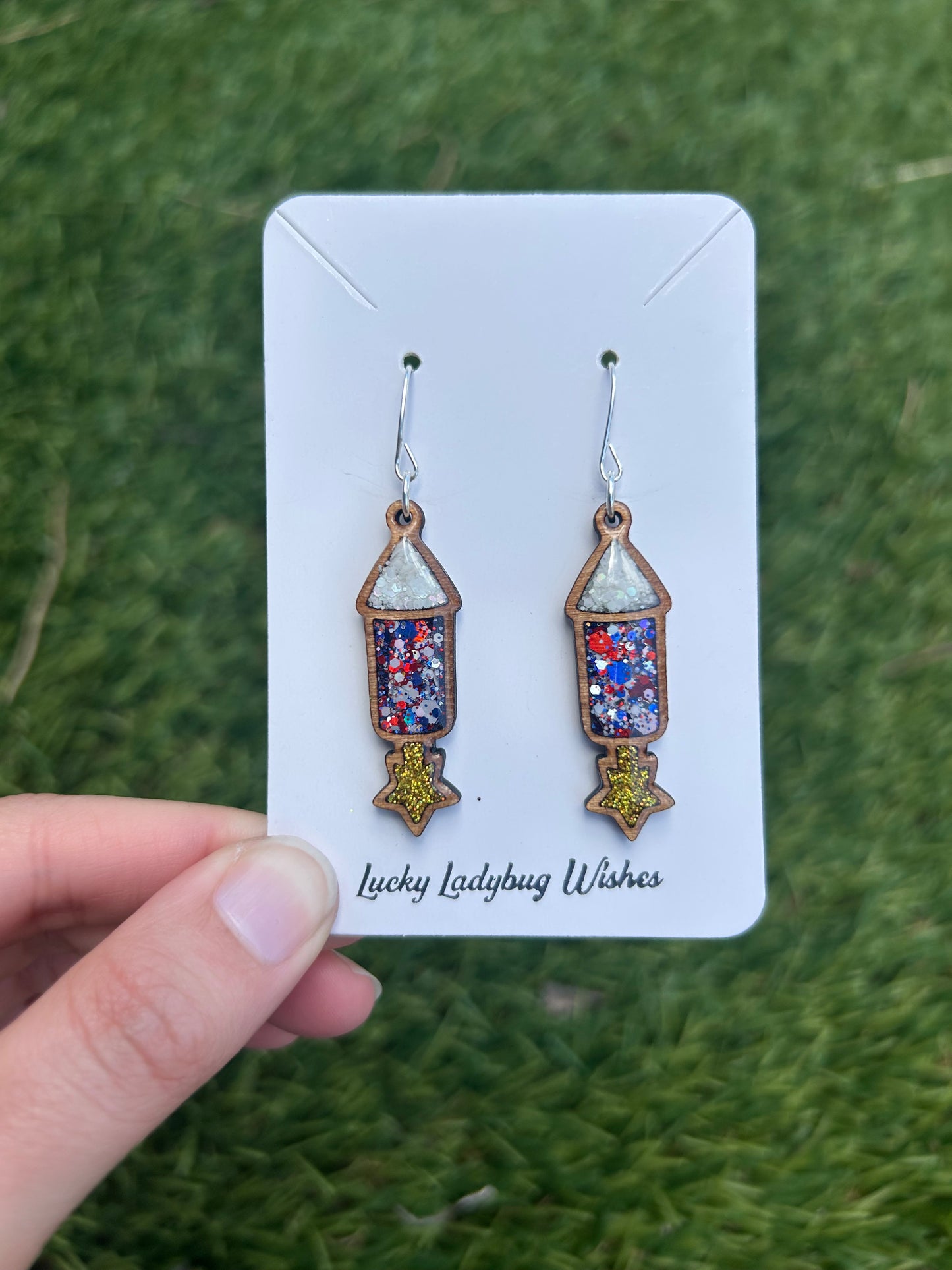 Full Fireworks wooden earrings