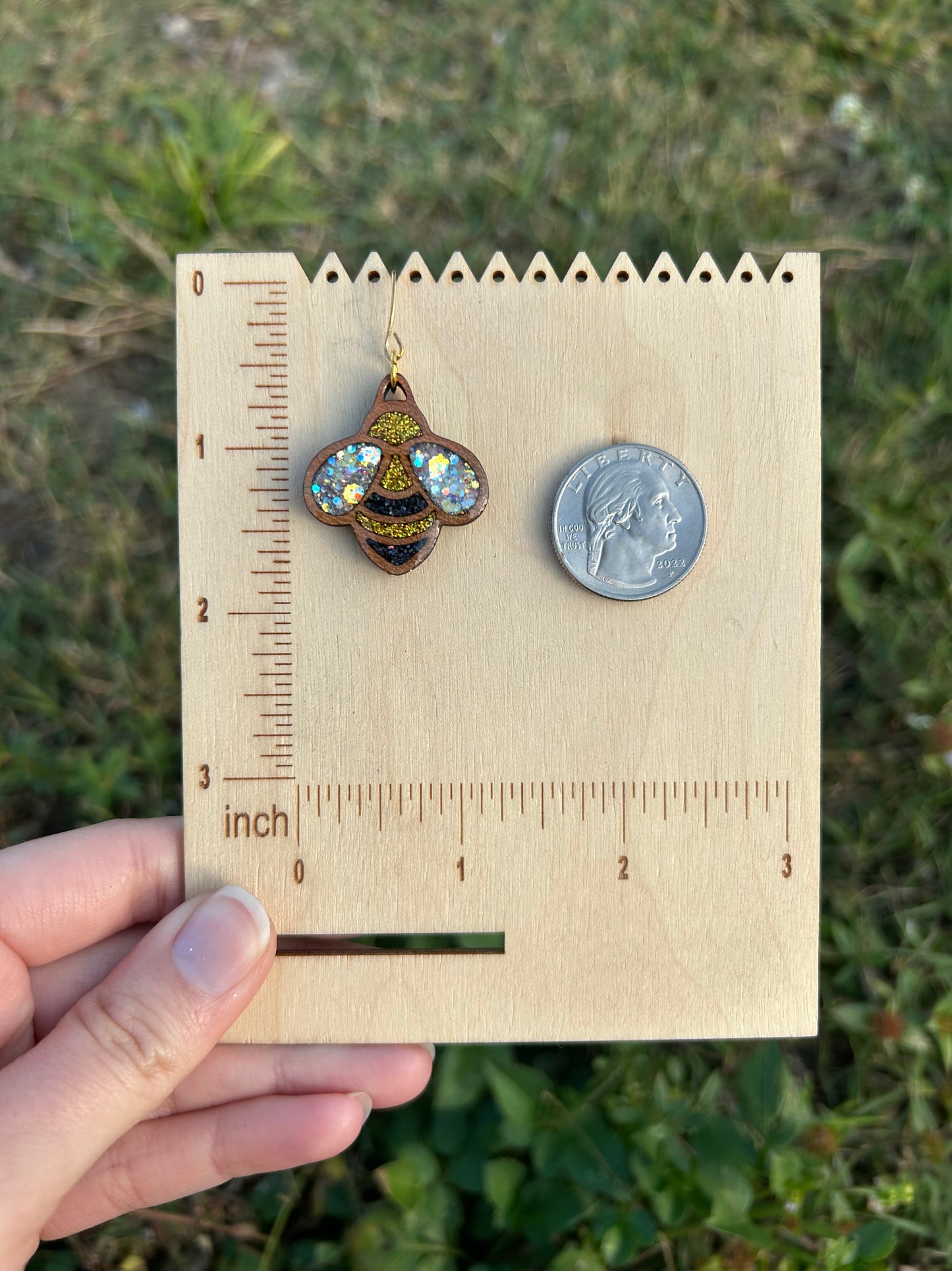 Bee wooden earrings