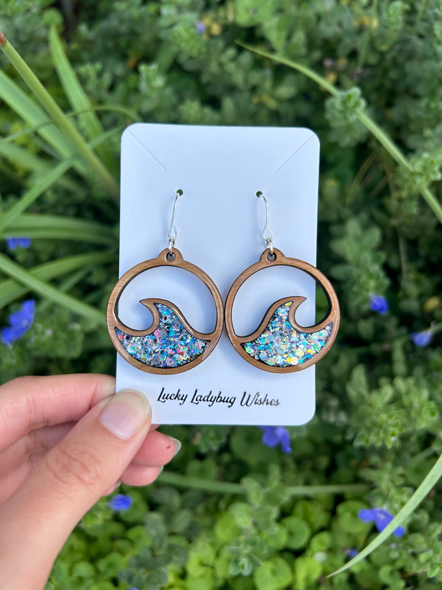 Wooden Wave hoop earrings