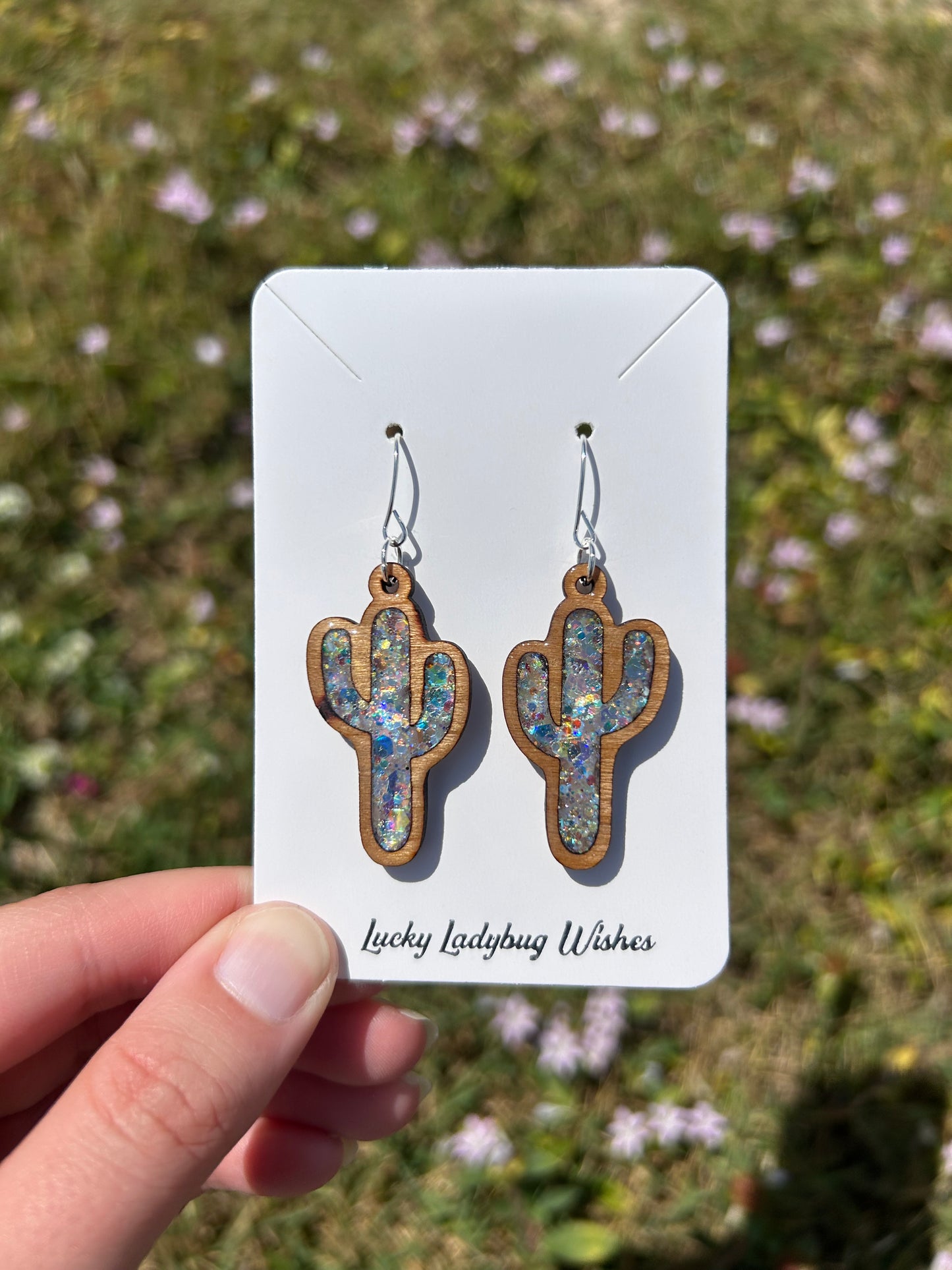Cactus wooden earrings