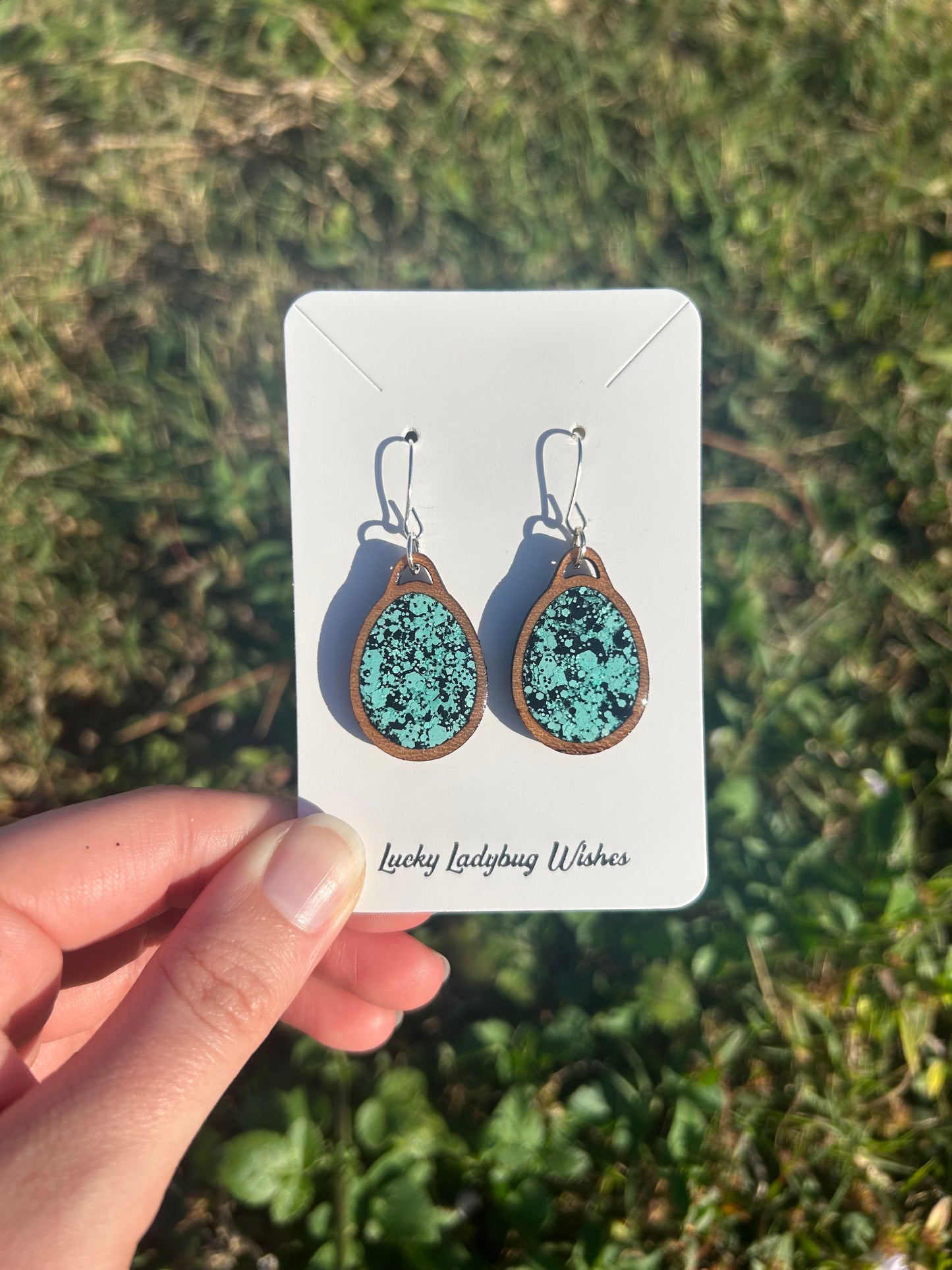 Egg wooden earrings