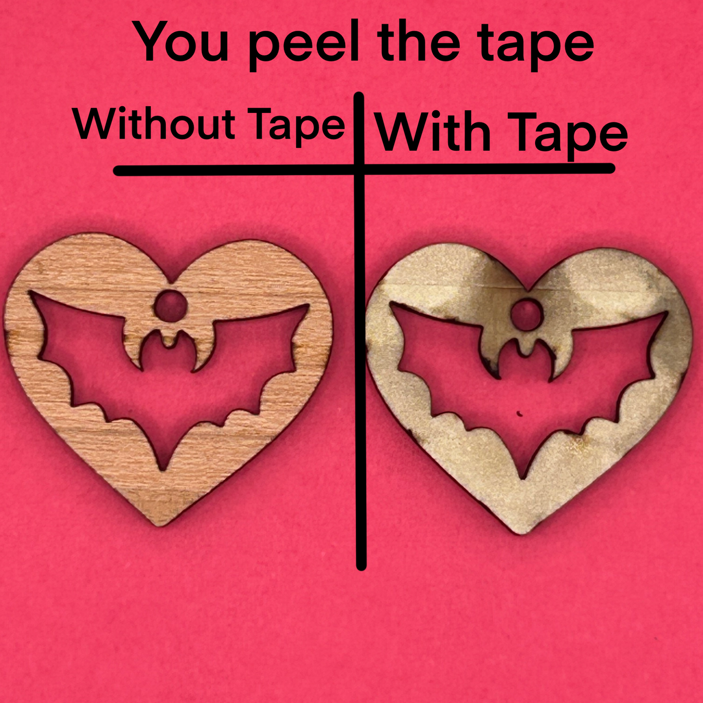 Blank Bat Heart wooden bezels