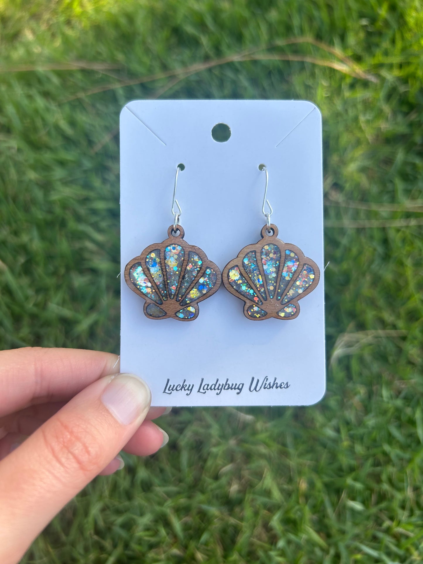 Shells wooden earrings