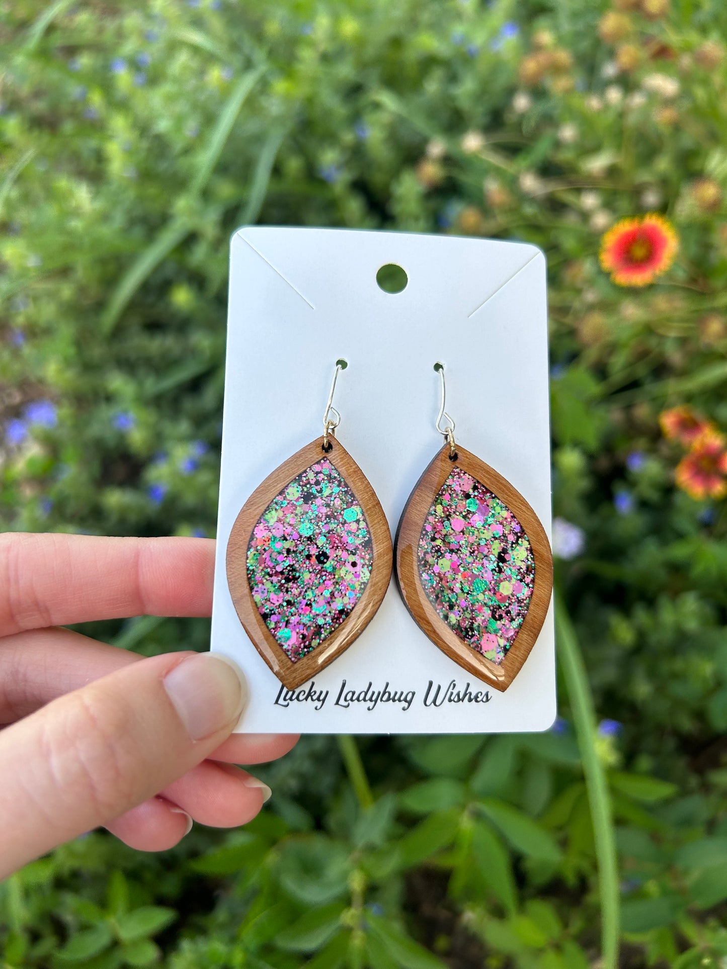 Watermelon Moonshine wooden earrings