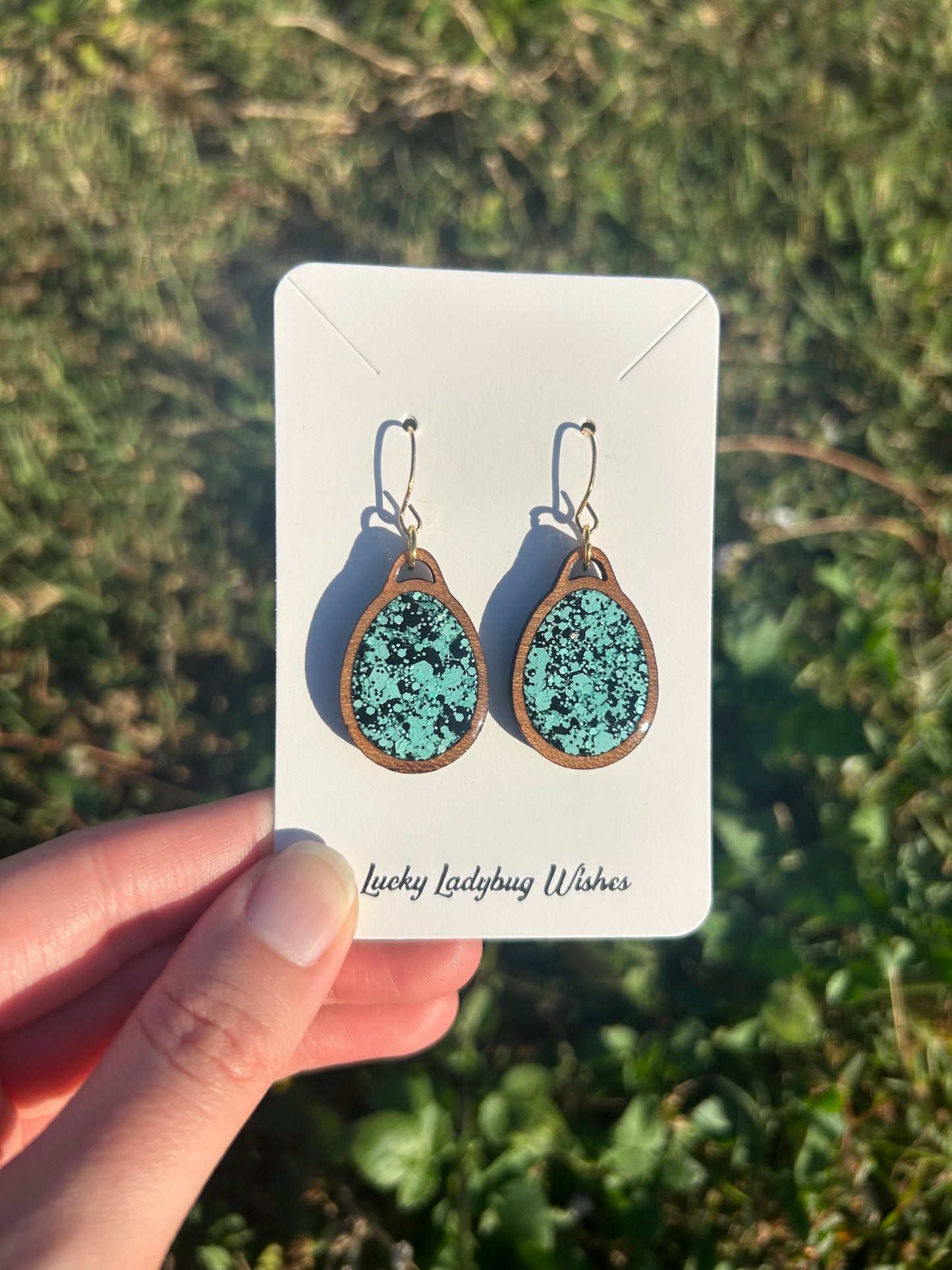 Egg wooden earrings