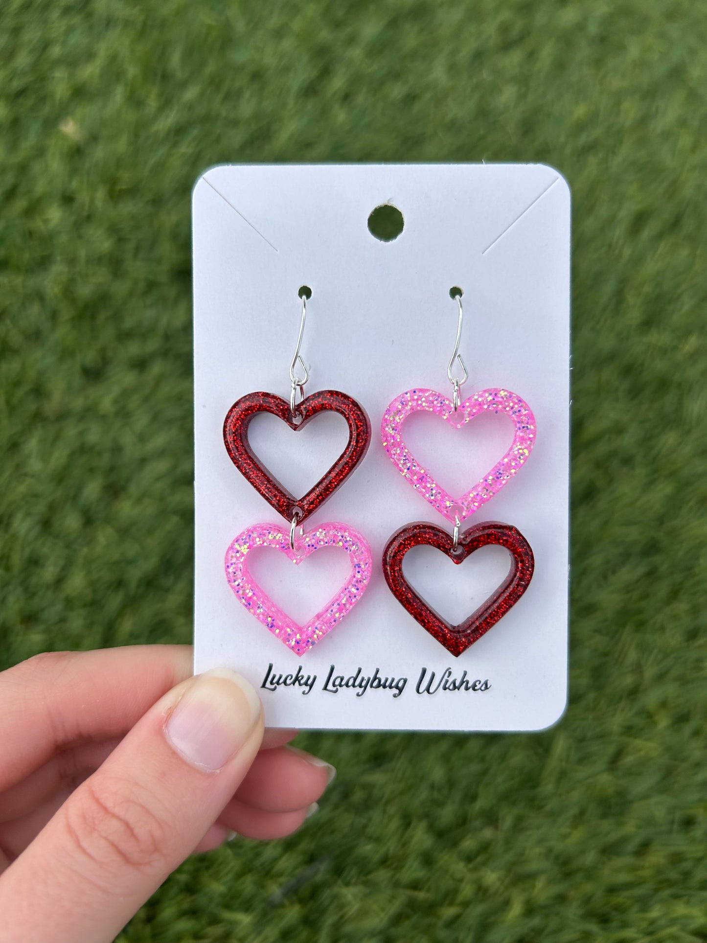 2 stack heart earrings