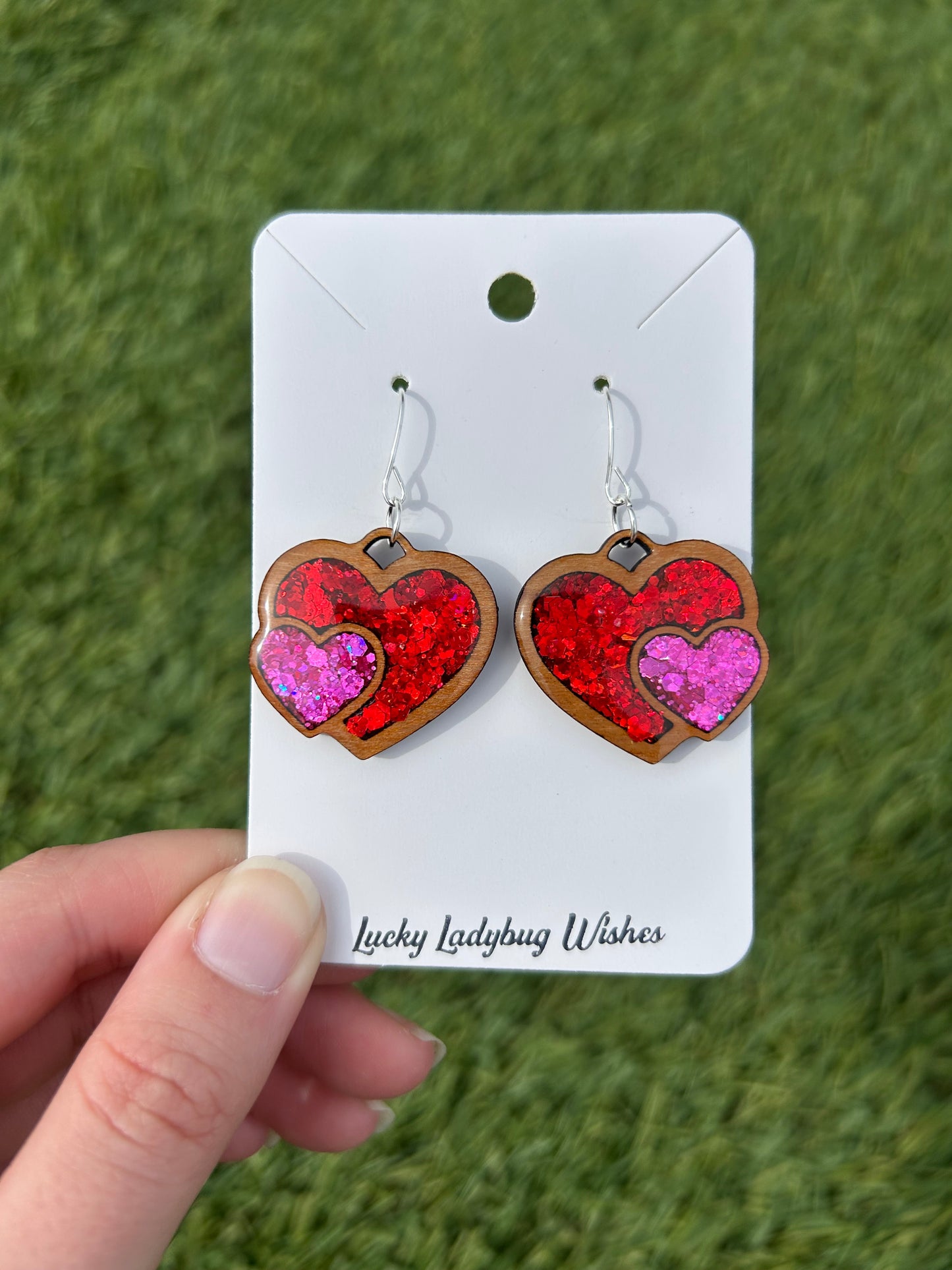 Double heart earrings