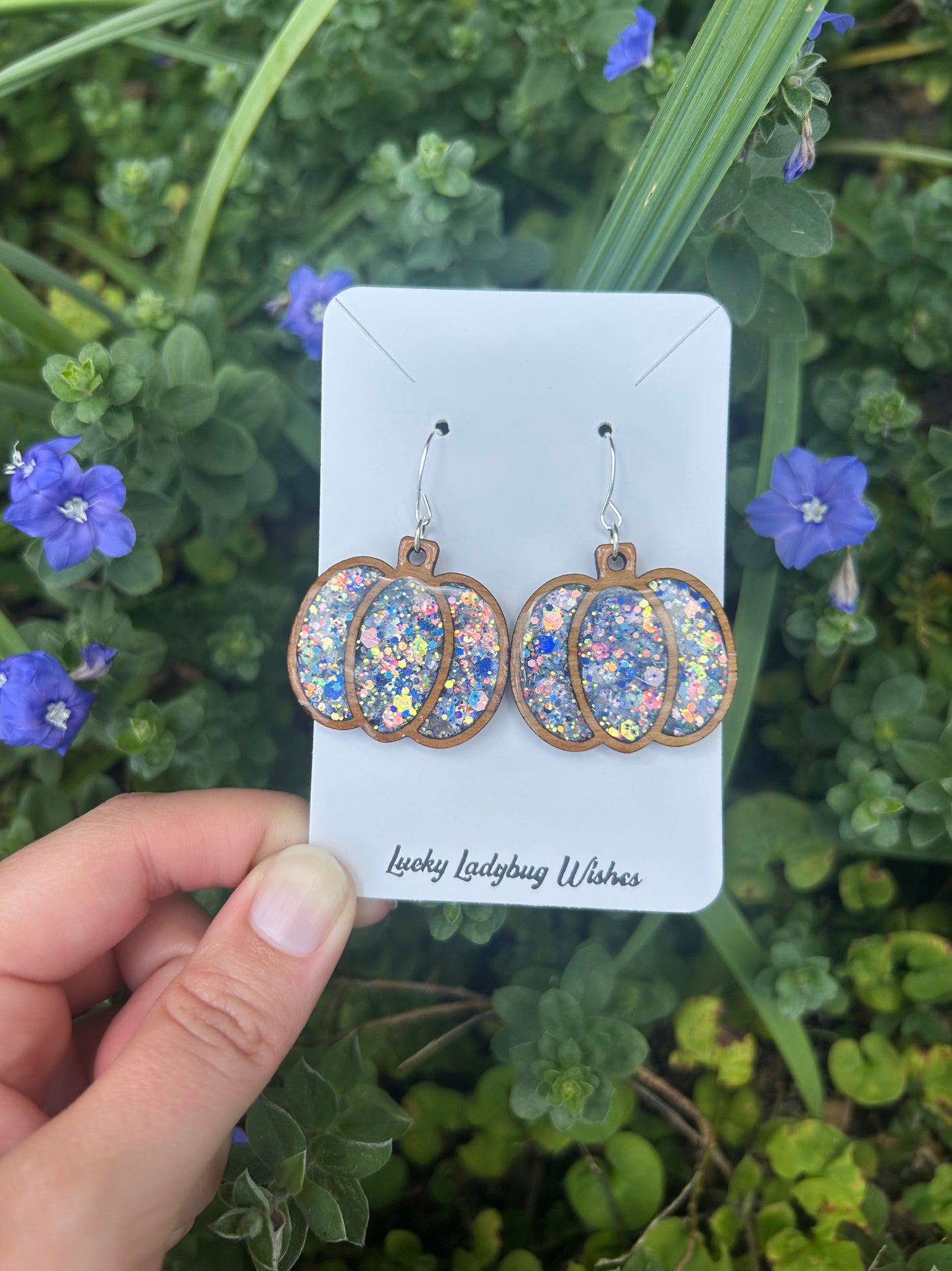 Wooden pumpkin earrings