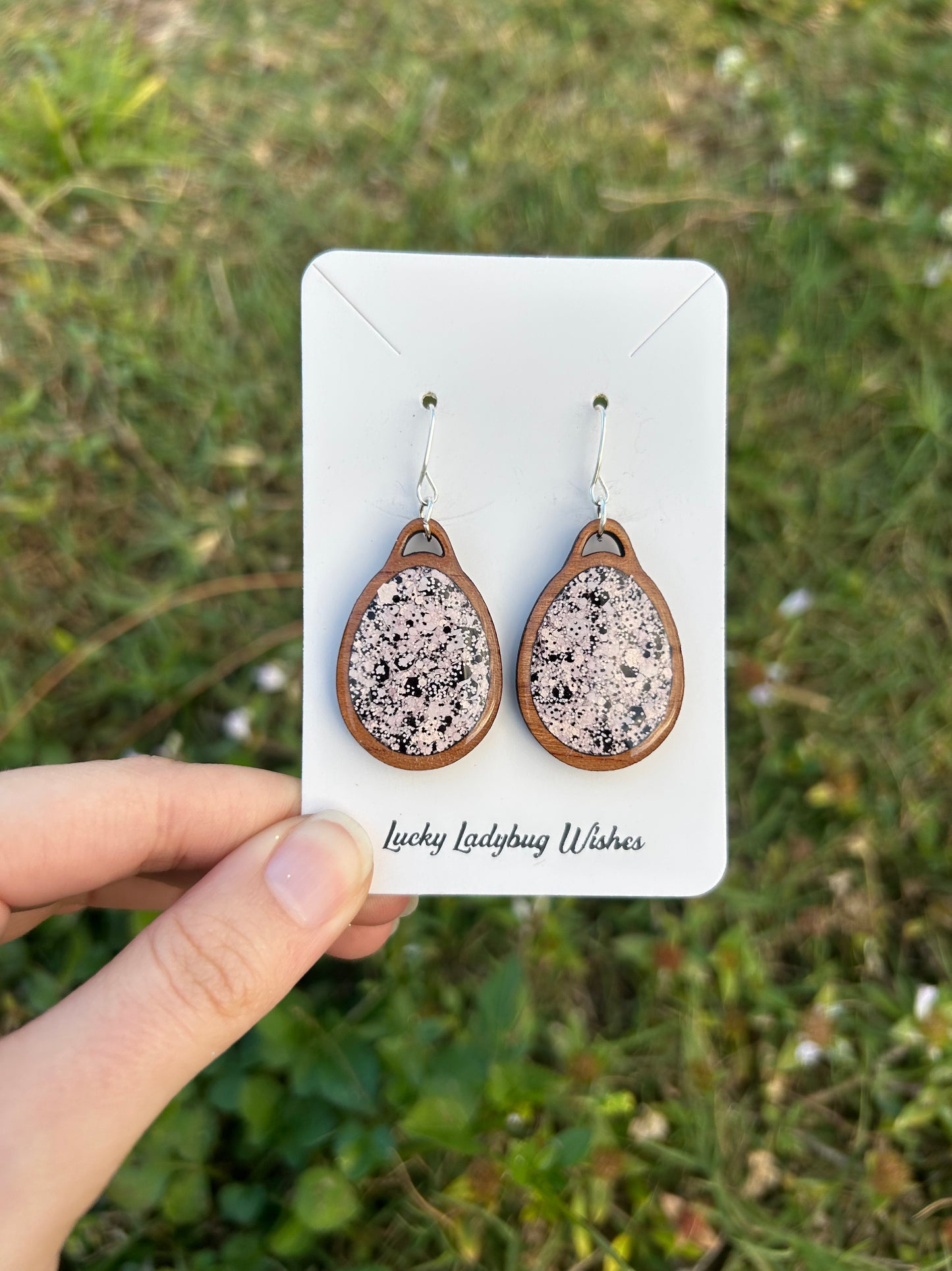 Egg wooden earrings