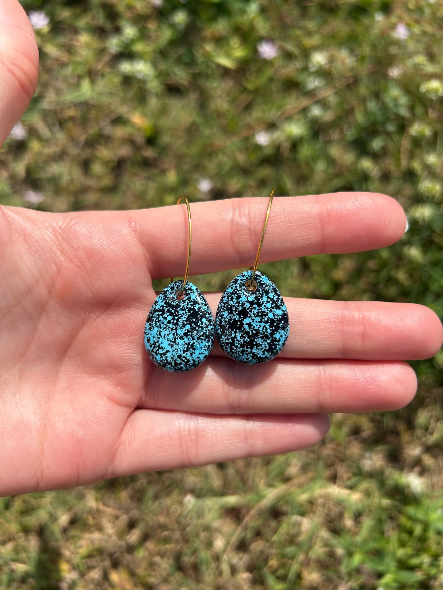 Speckled egg earrings