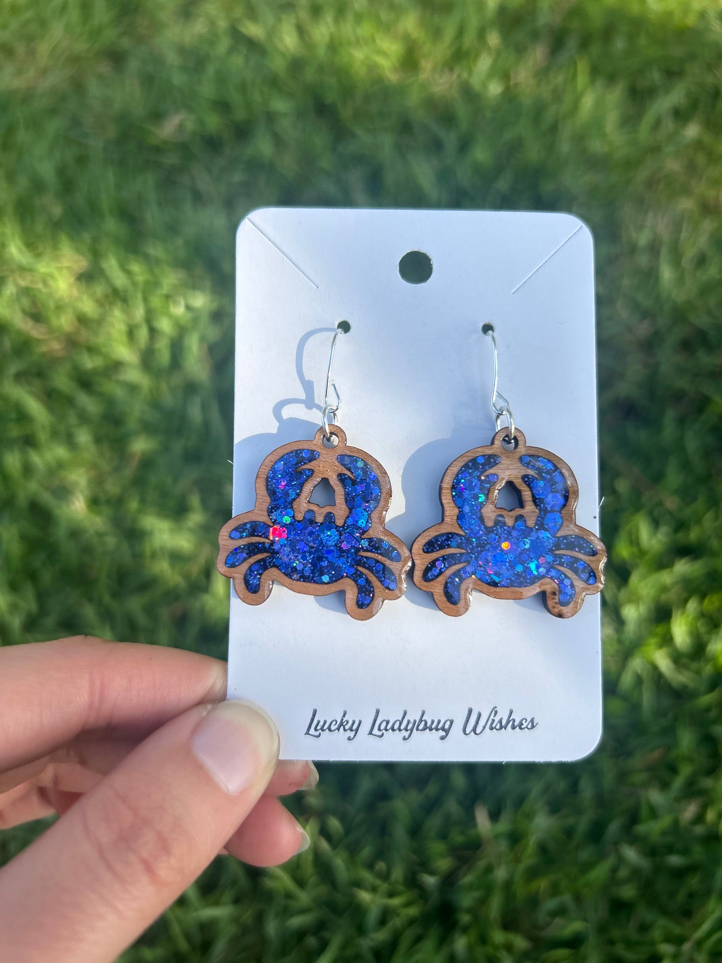 Crab wooden earrings