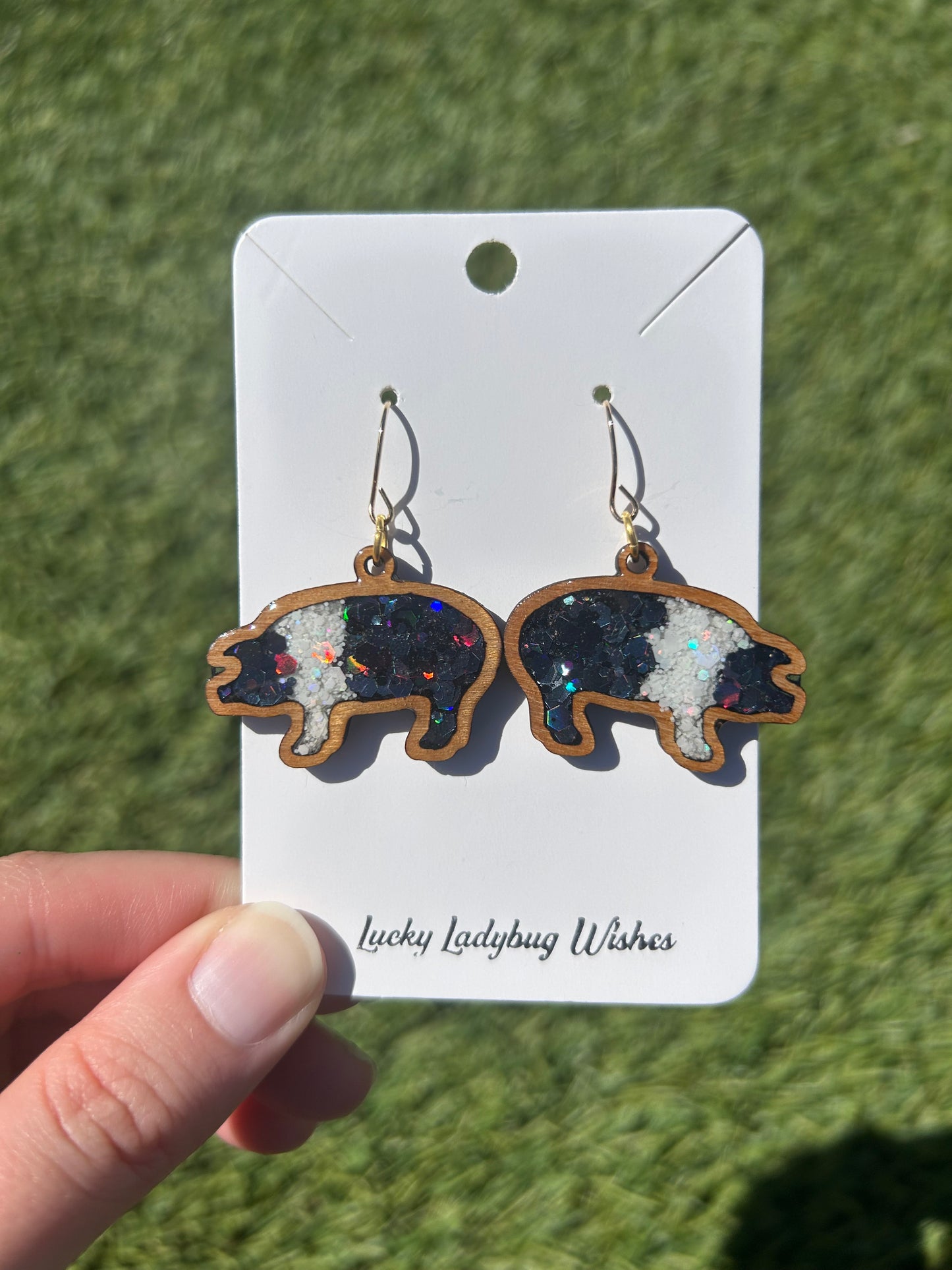 Pig wooden earrings