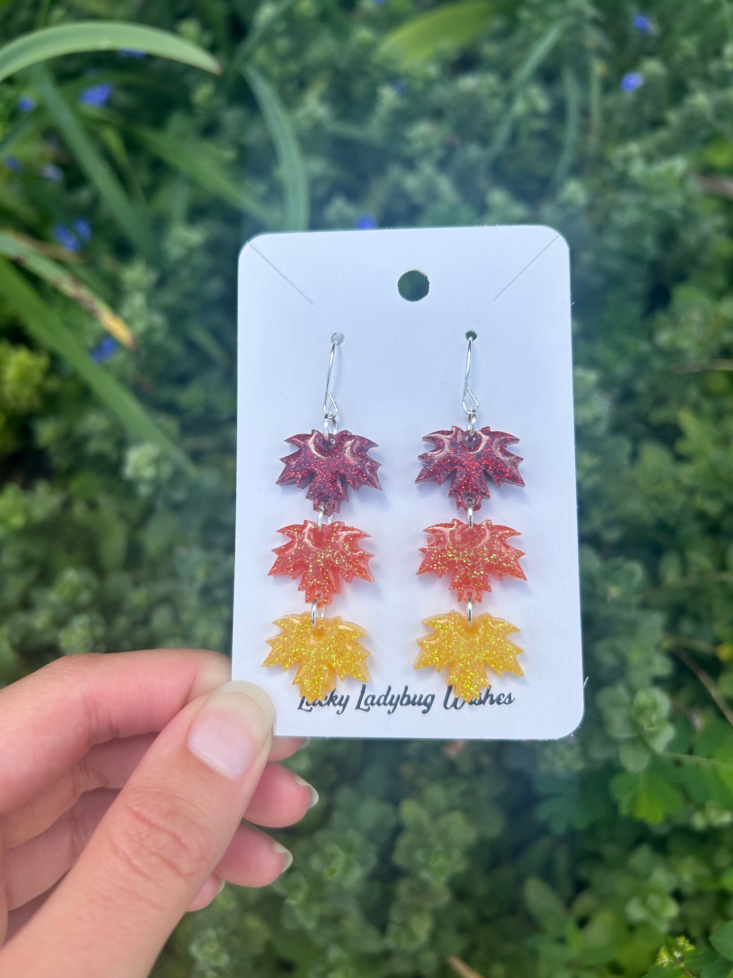 Fall leaf 3 tier earrings