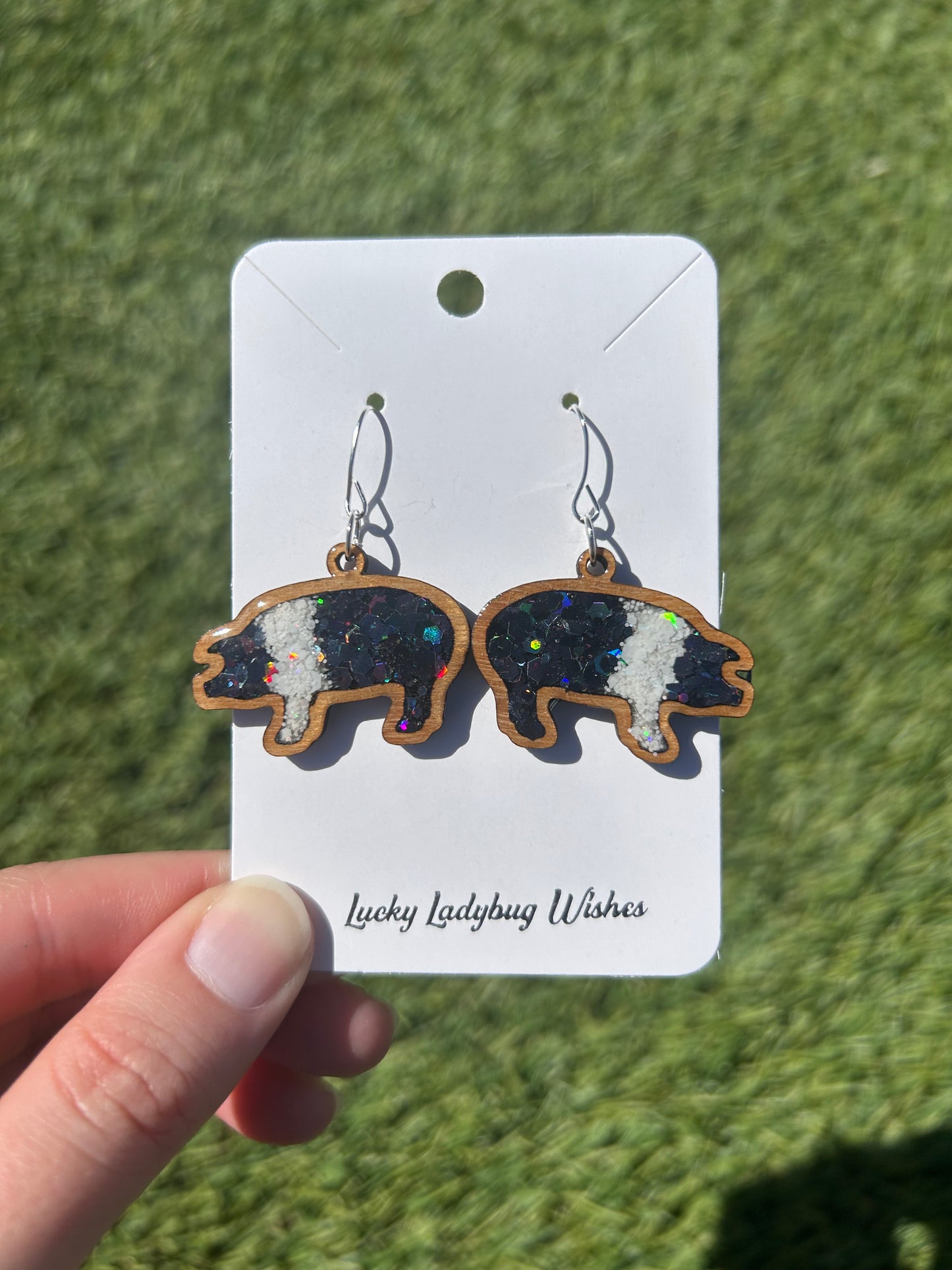 Pig wooden earrings