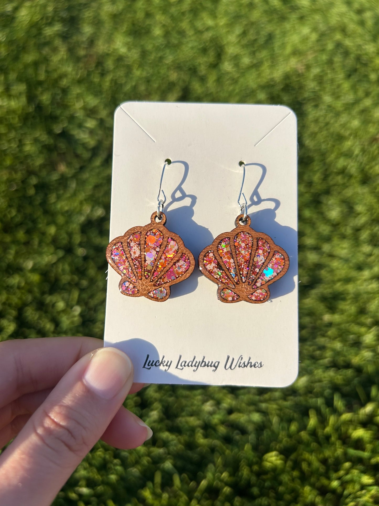 Shells wooden earrings