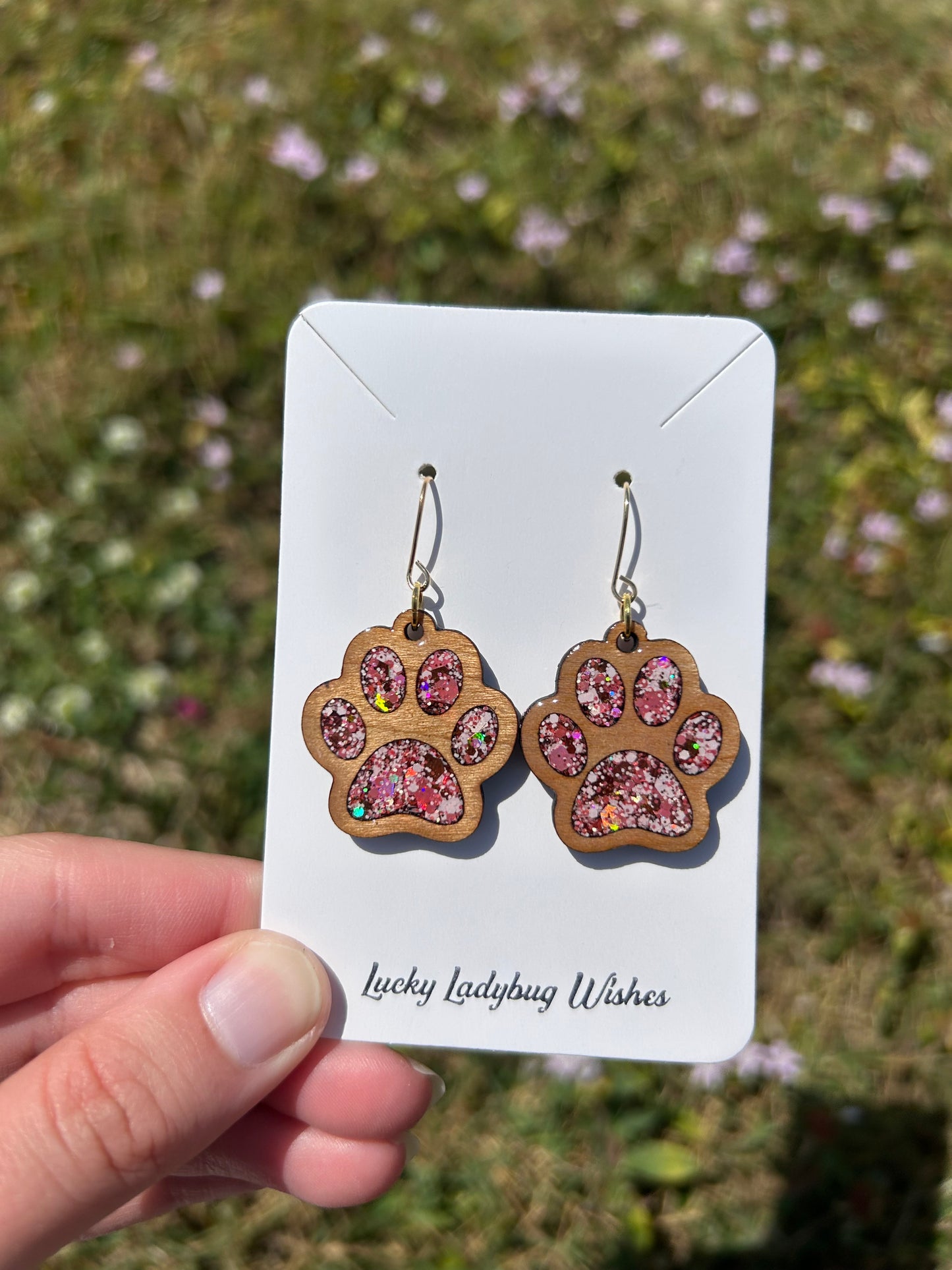 Dog Paw wooden earrings