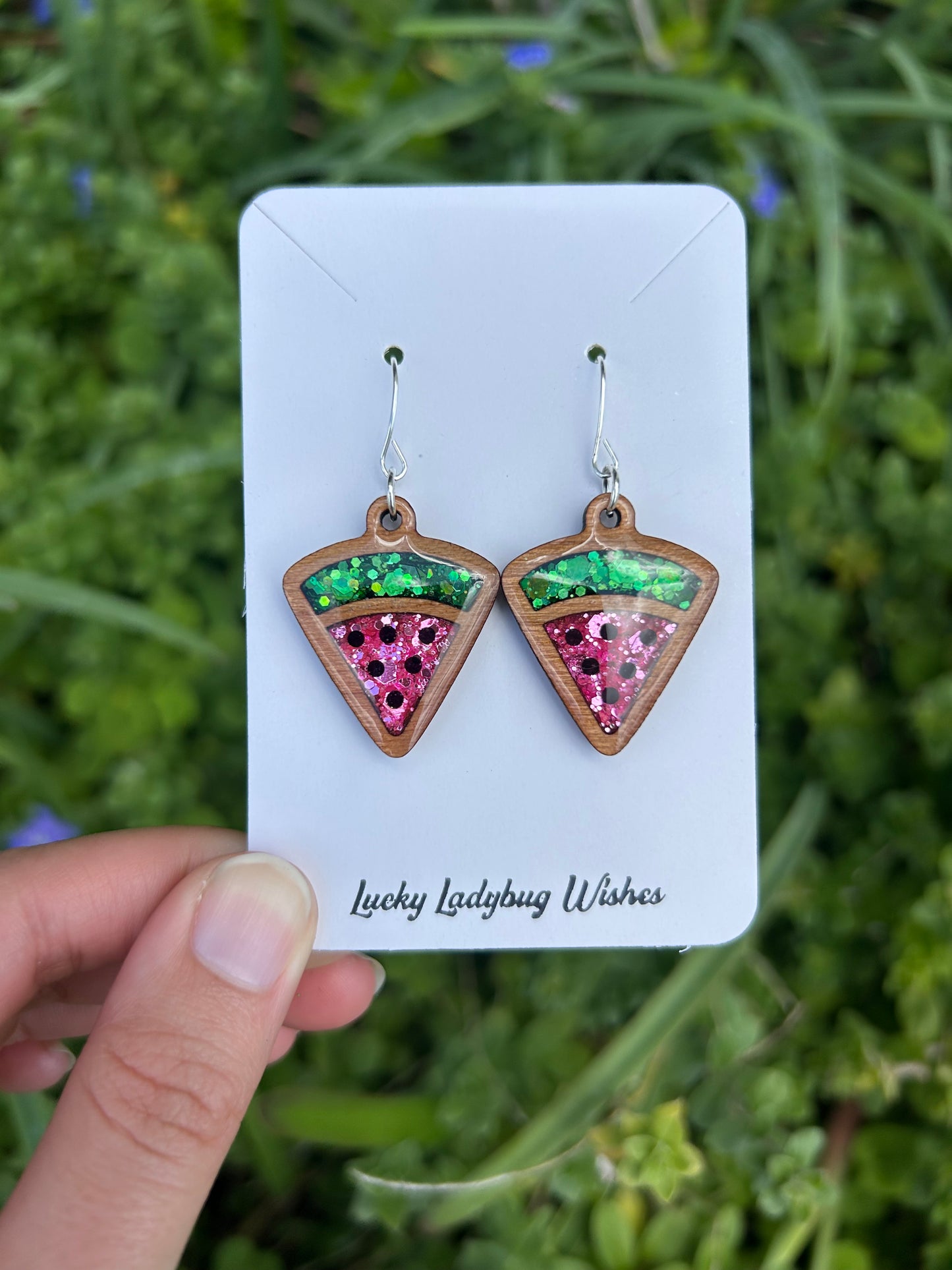 Watermelon slice earrings
