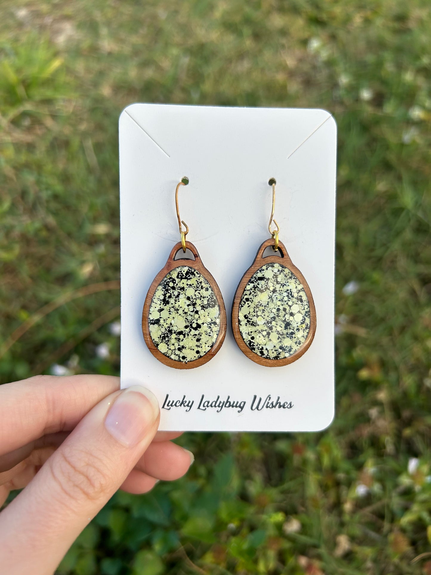 Egg wooden earrings