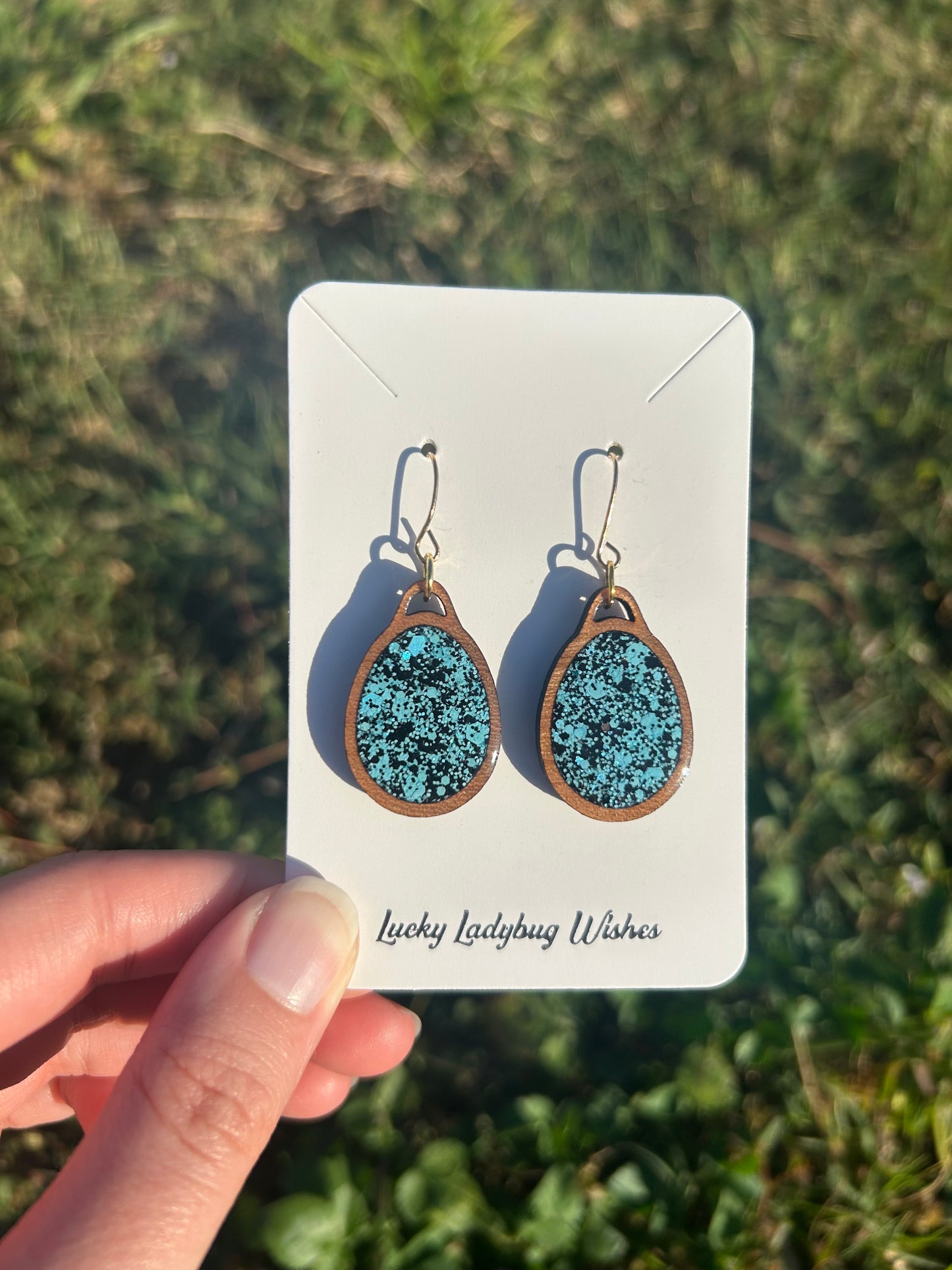 Egg wooden earrings