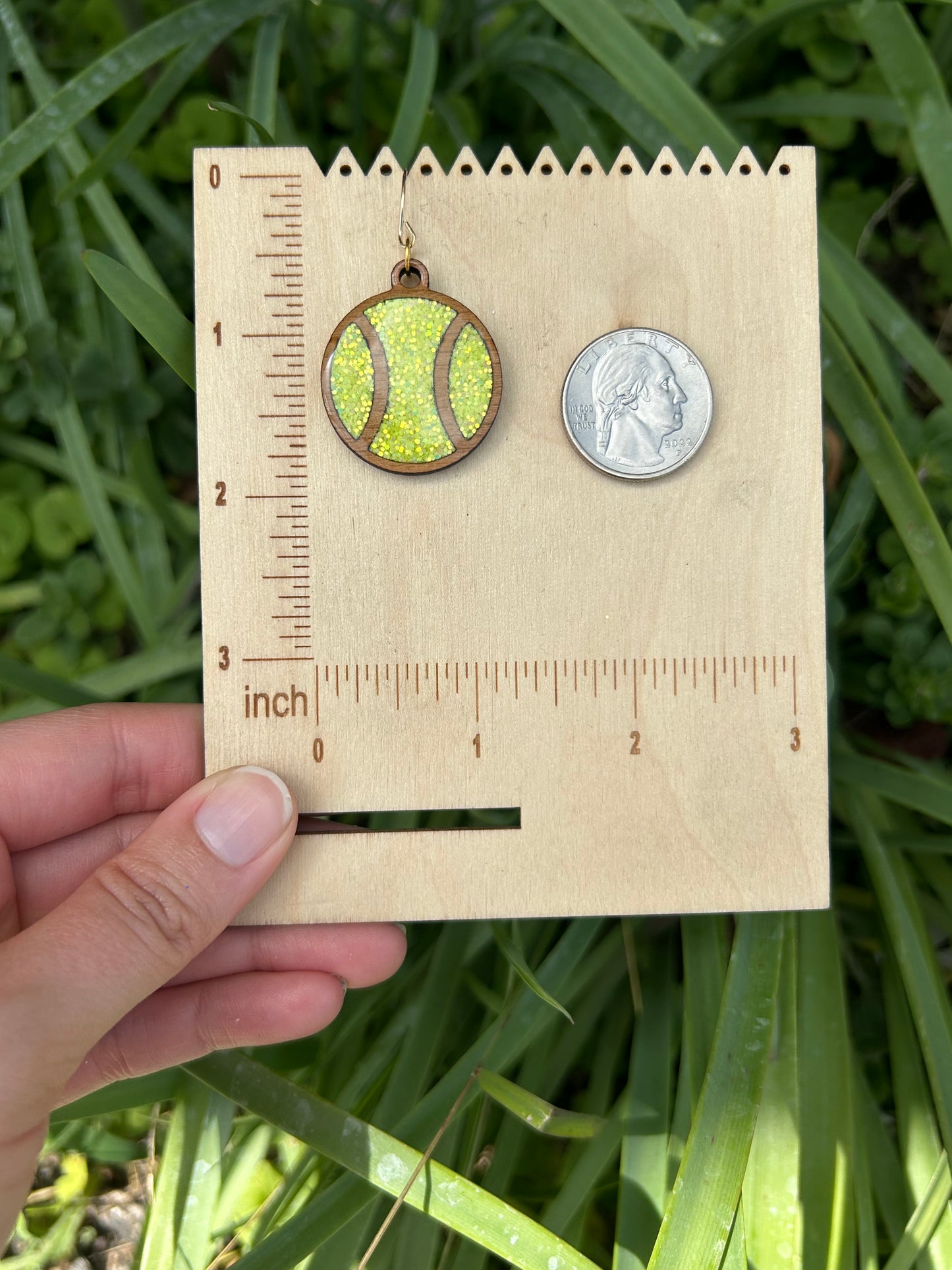 Tennis wooden earrings