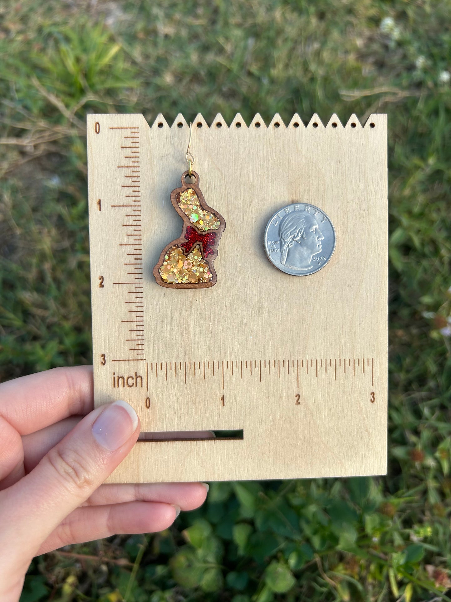 Chocolate bunny wooden earrings