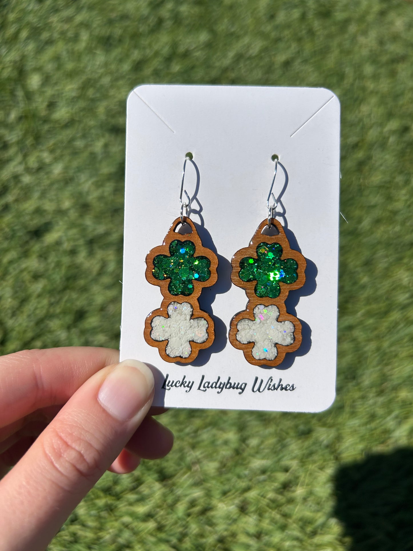 2-Stack Wooden Clover earrings