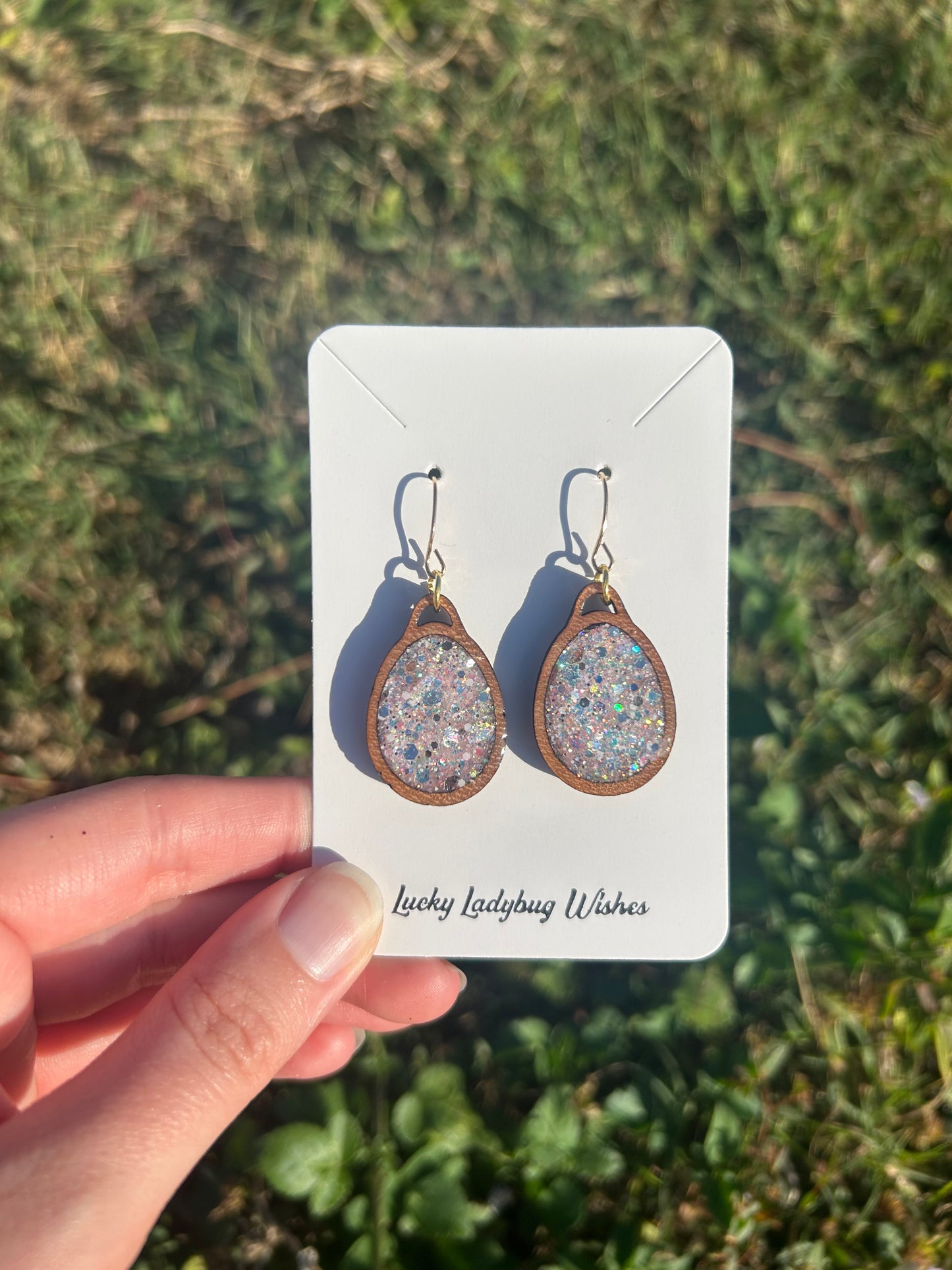 Egg wooden earrings