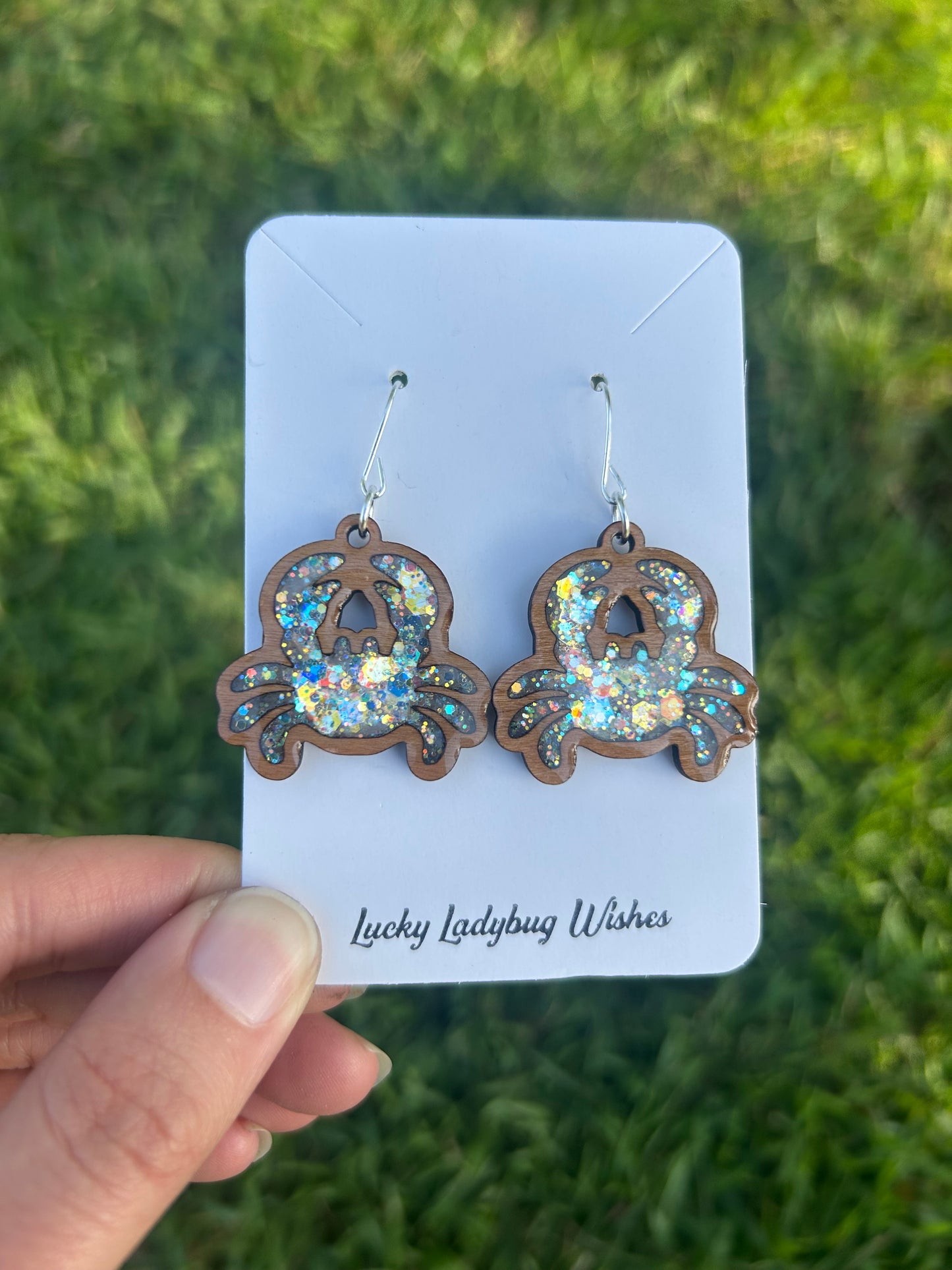 Crab wooden earrings