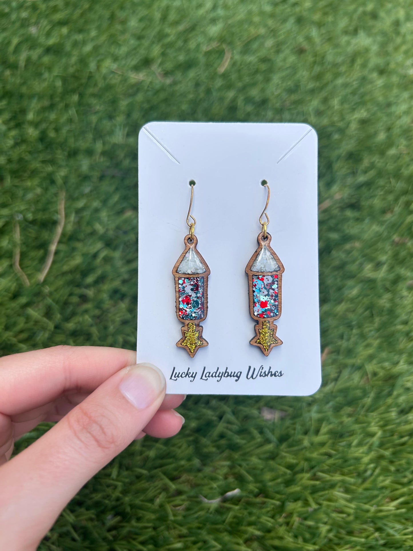 Full Fireworks wooden earrings