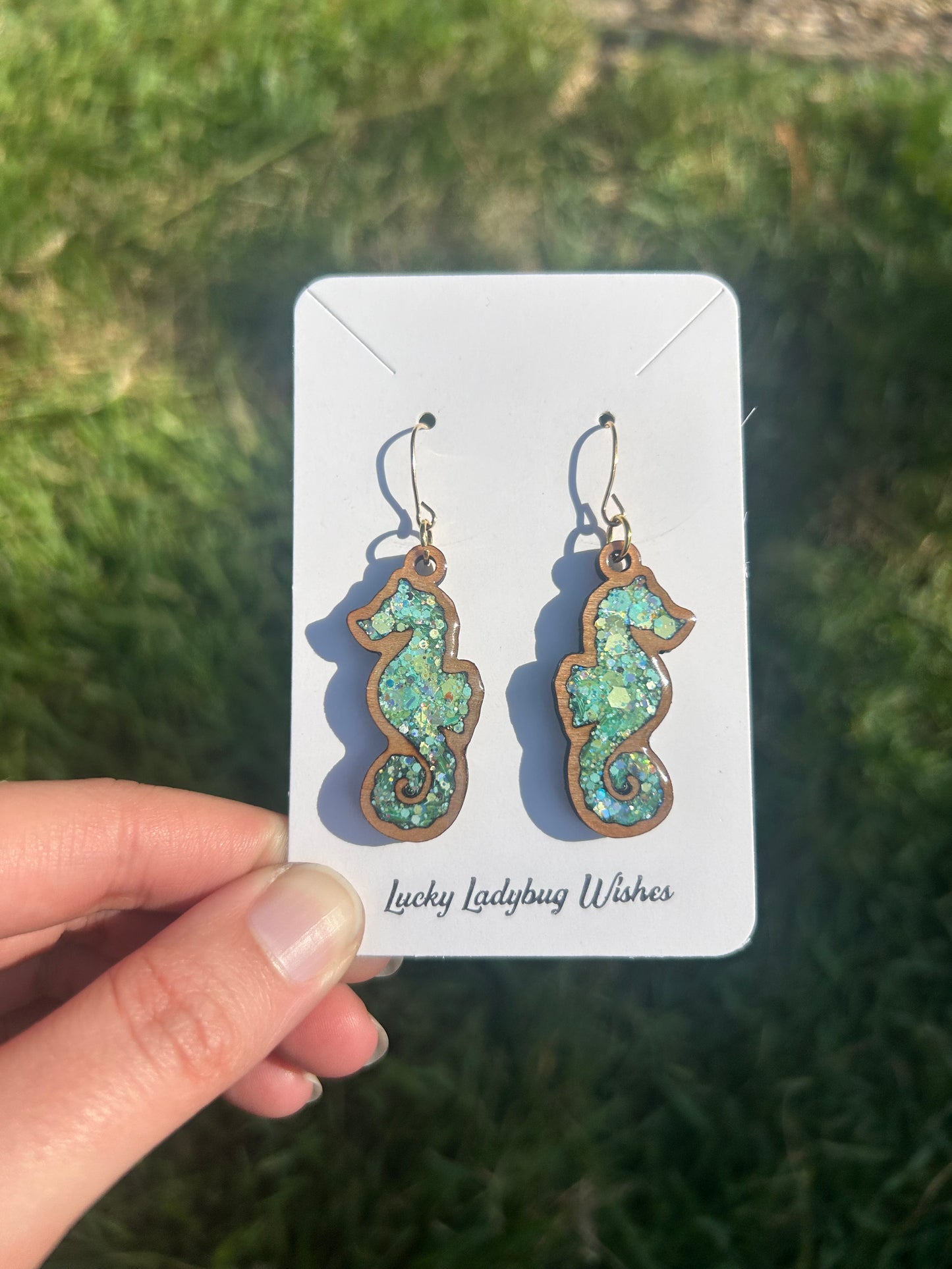 Seahorse wooden earrings