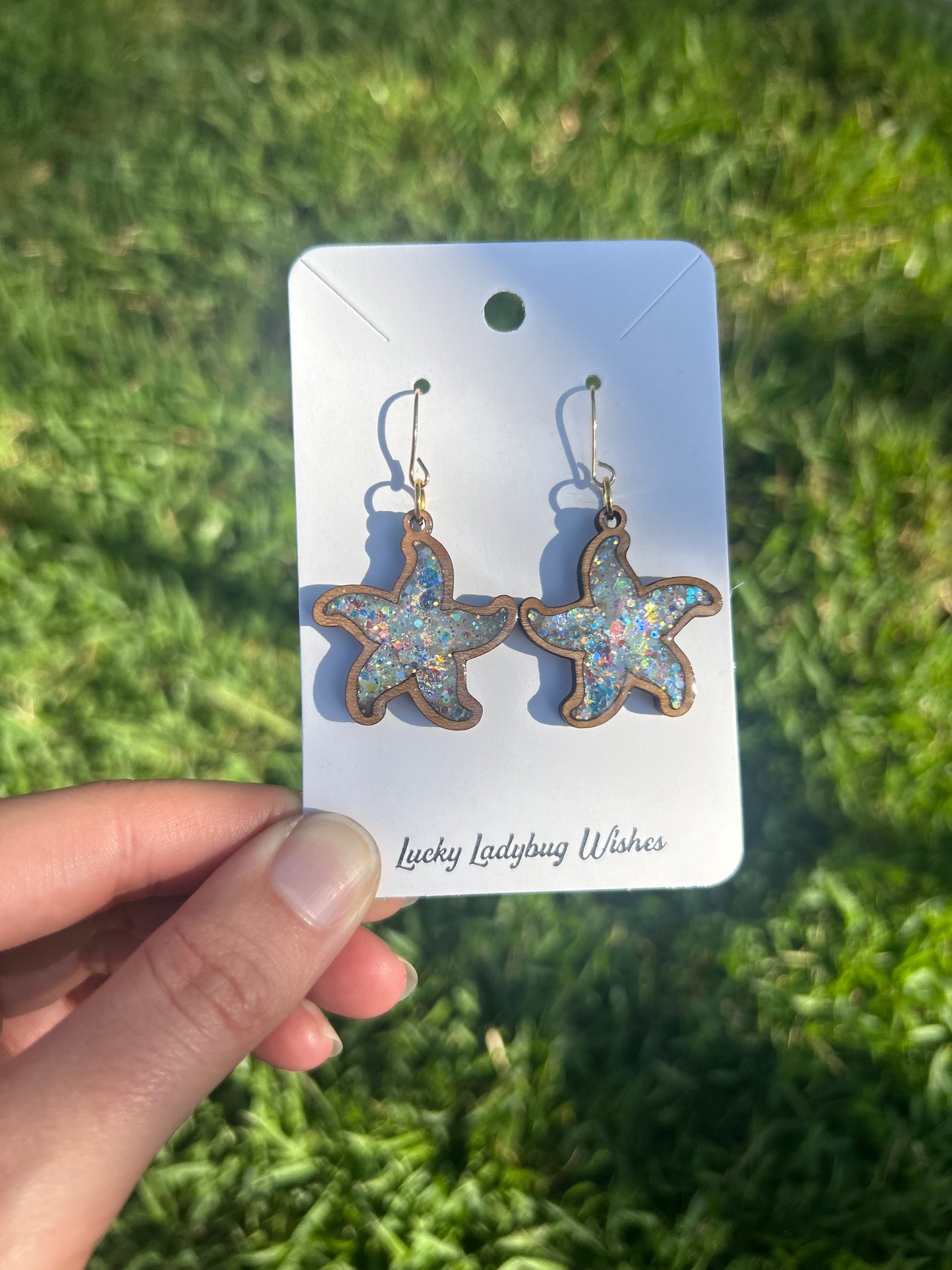 Starfish wooden earrings
