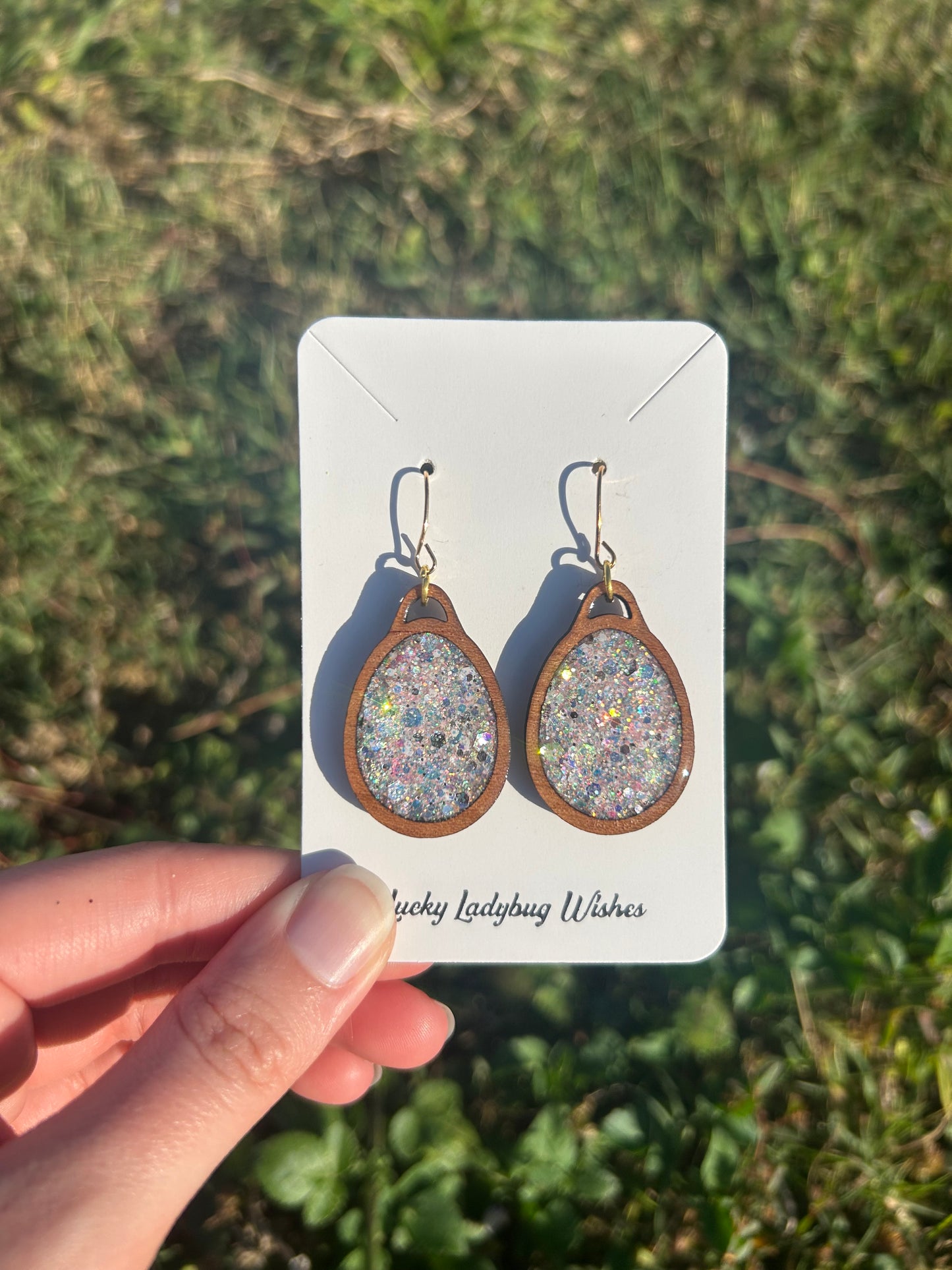 Egg wooden earrings