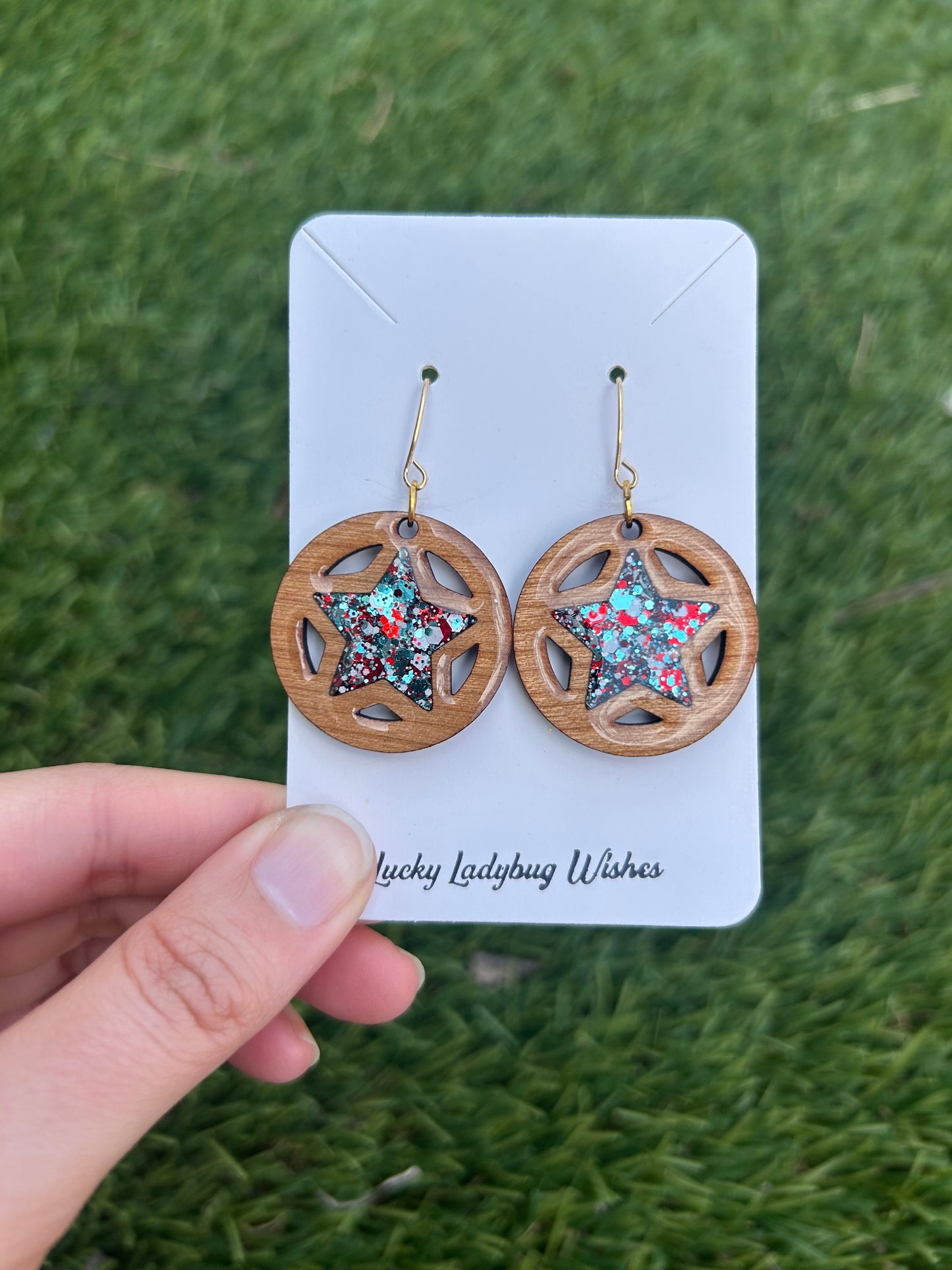 Hoop Stars wooden earrings