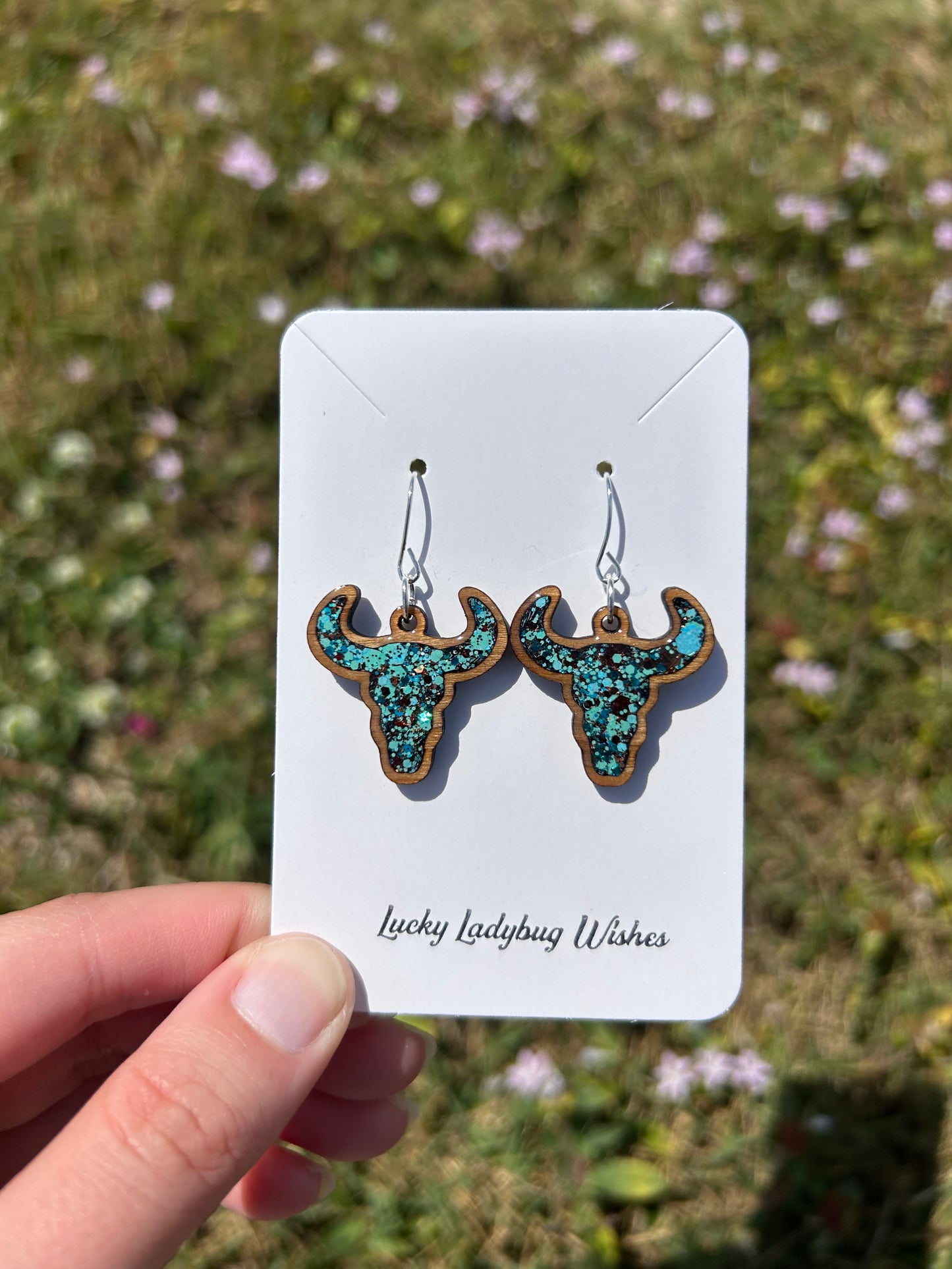 Bull Skull wooden earrings