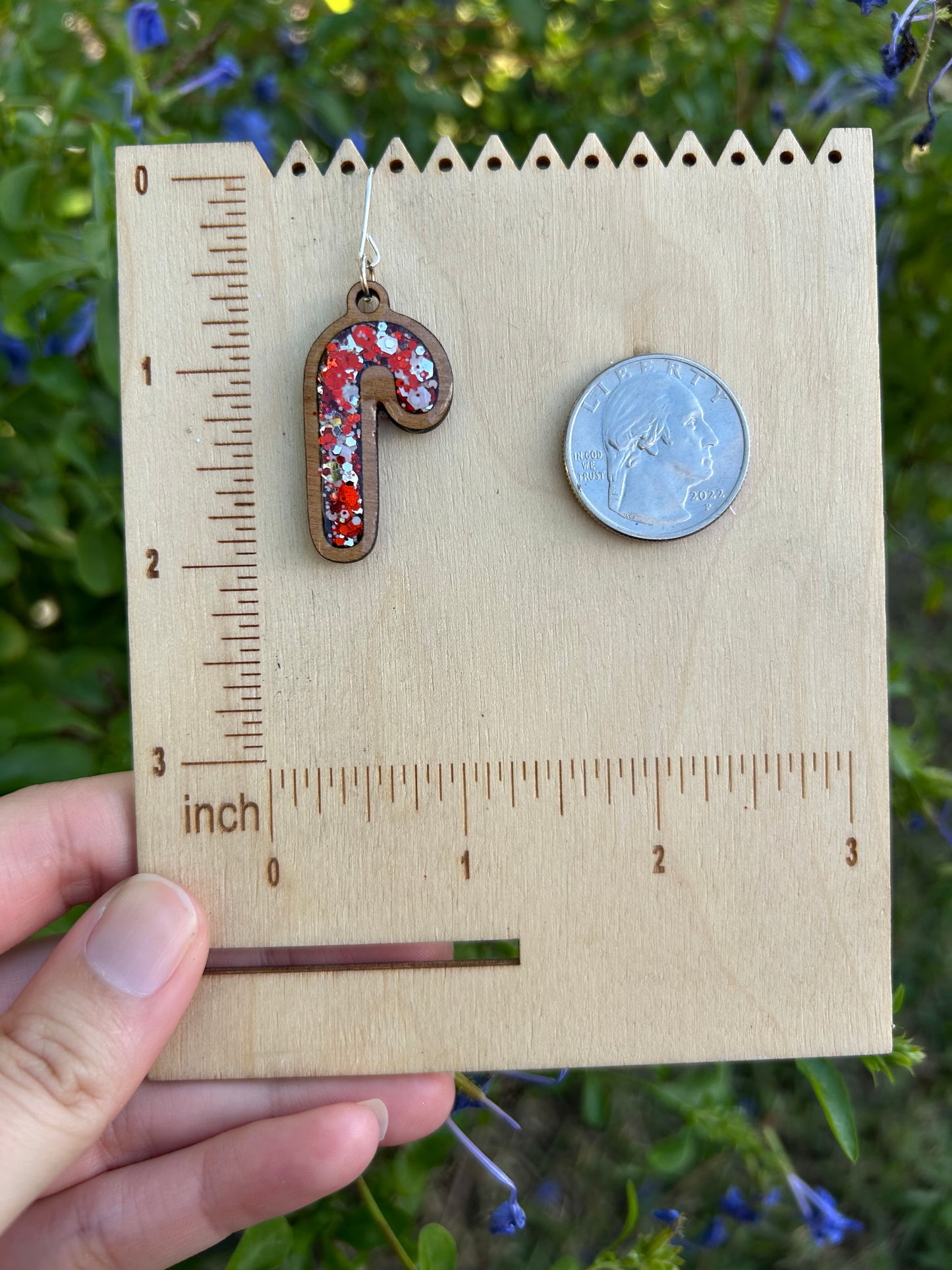 Candy Cane Wooden earrings