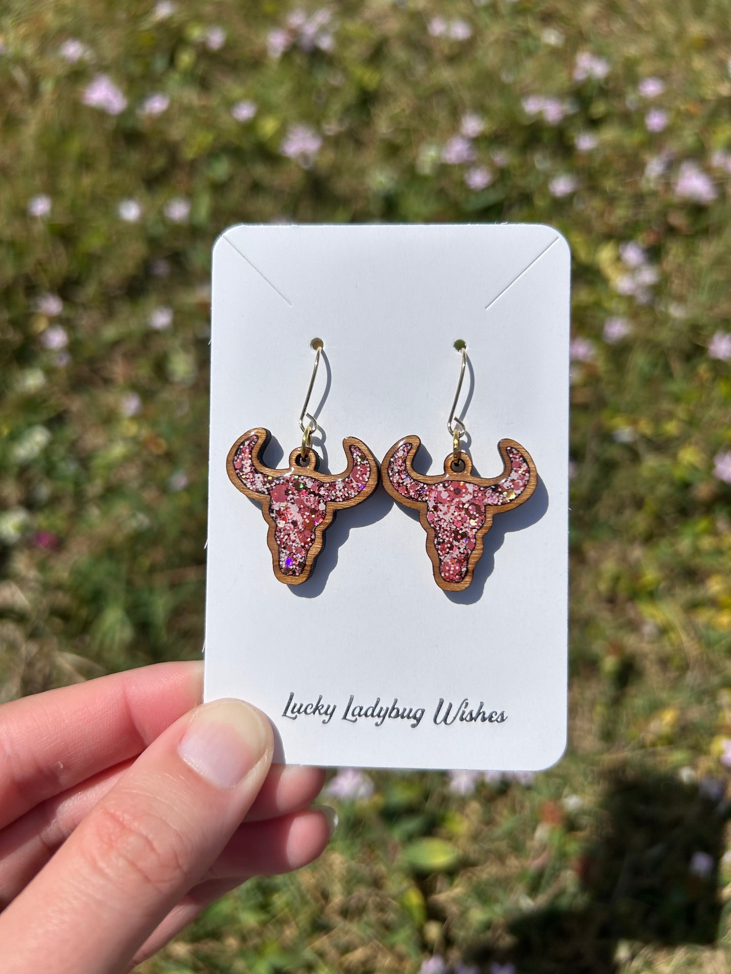 Bull Skull wooden earrings