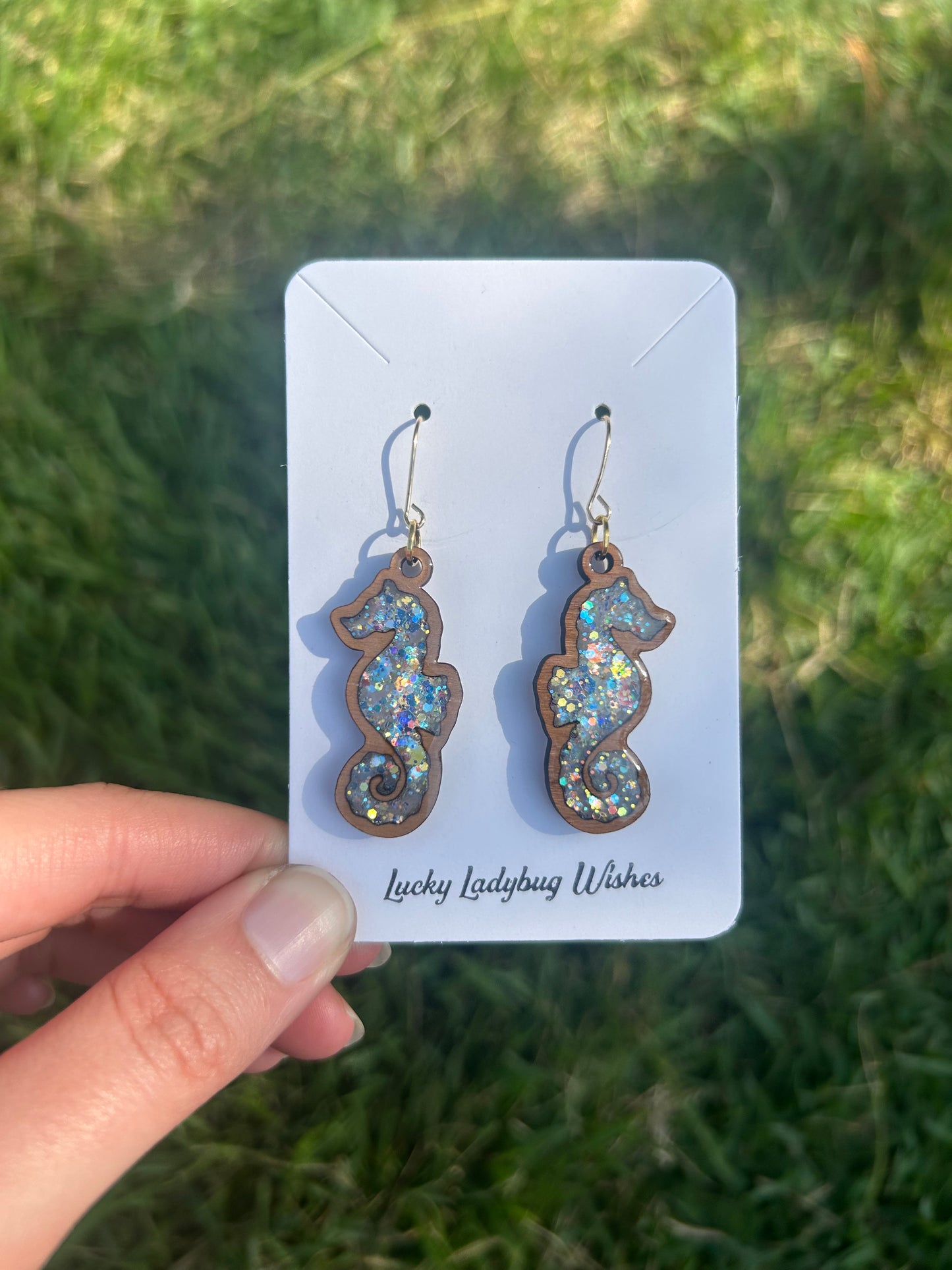 Seahorse wooden earrings