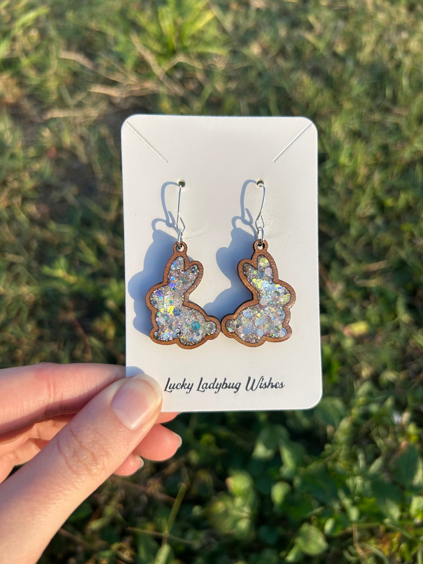 Bunny wooden earrings