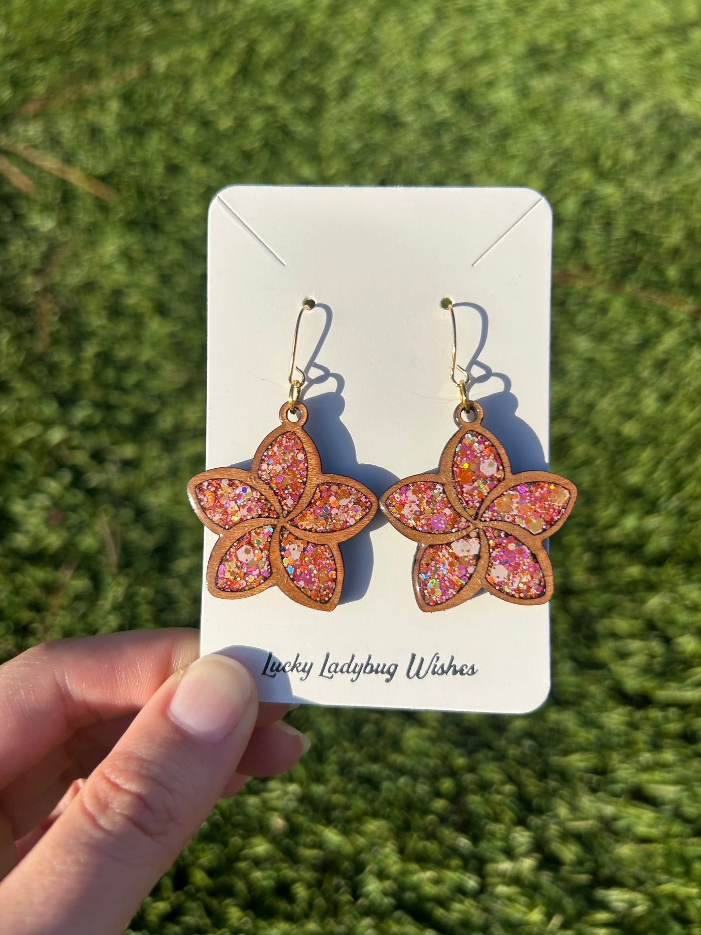 Plumeria wooden earrings