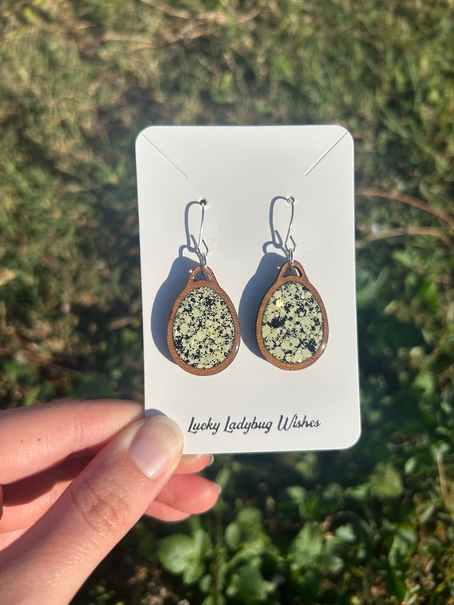 Egg wooden earrings