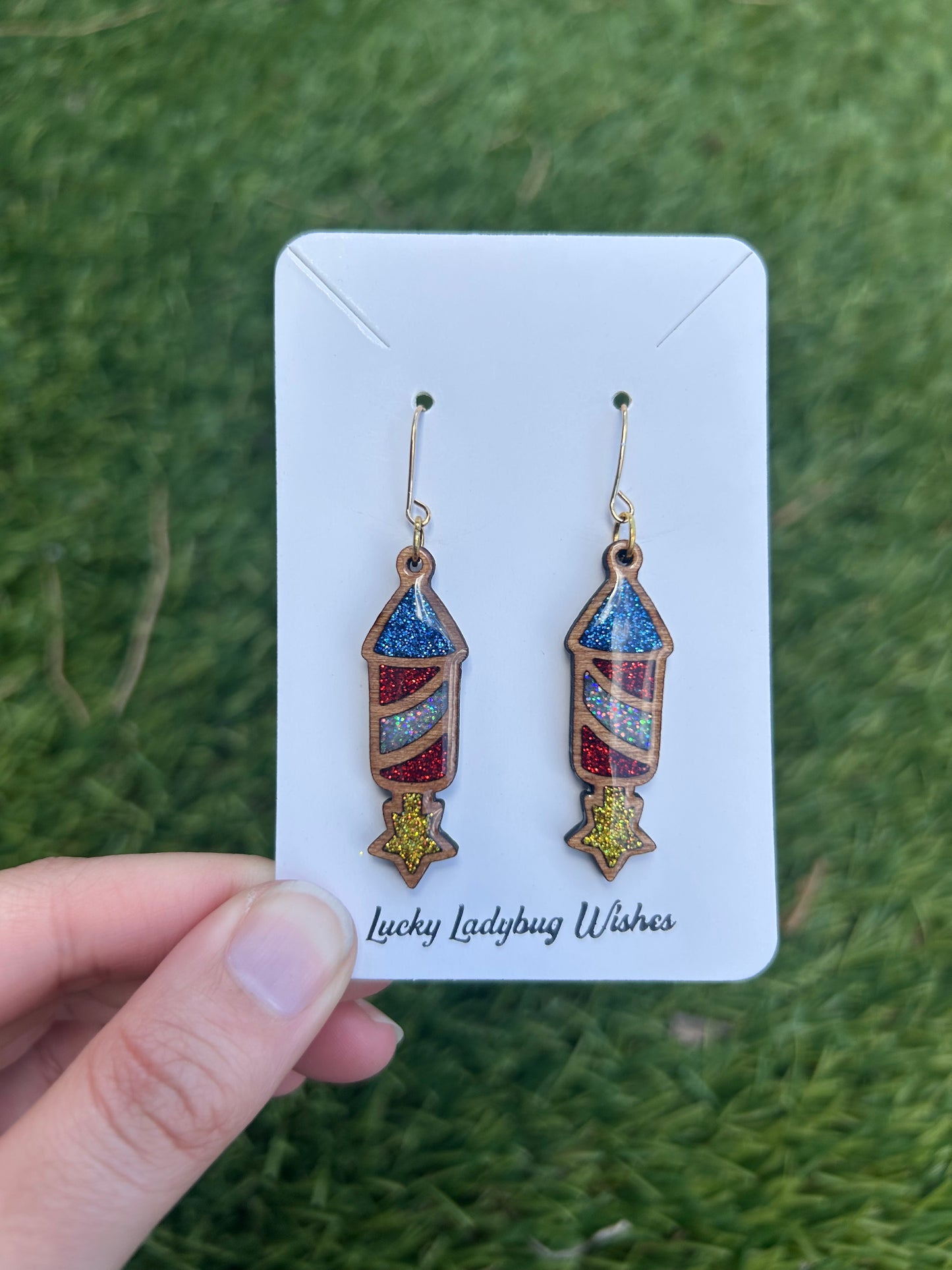 Full Fireworks wooden earrings