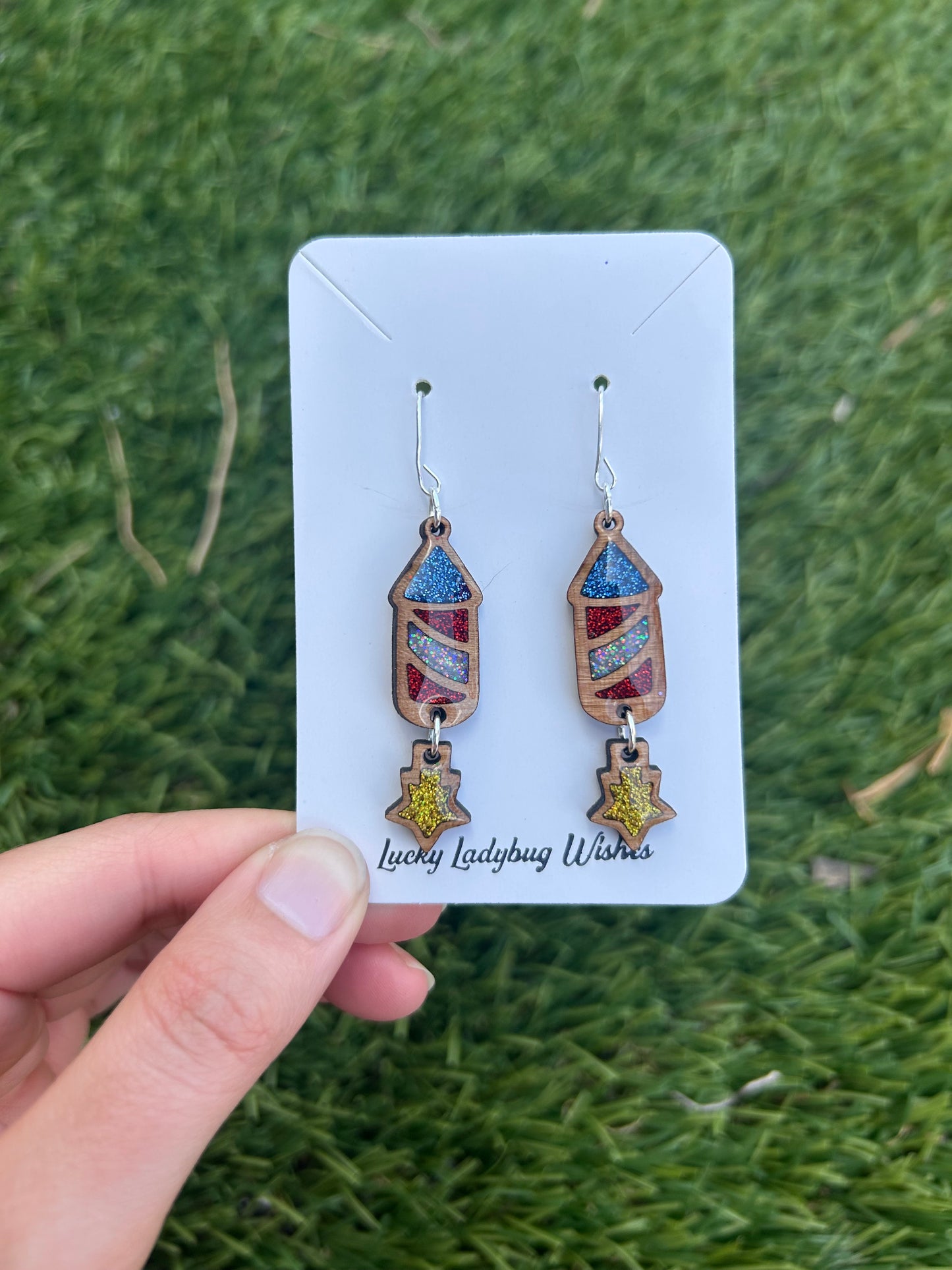 2-Piece Fireworks wooden earrings