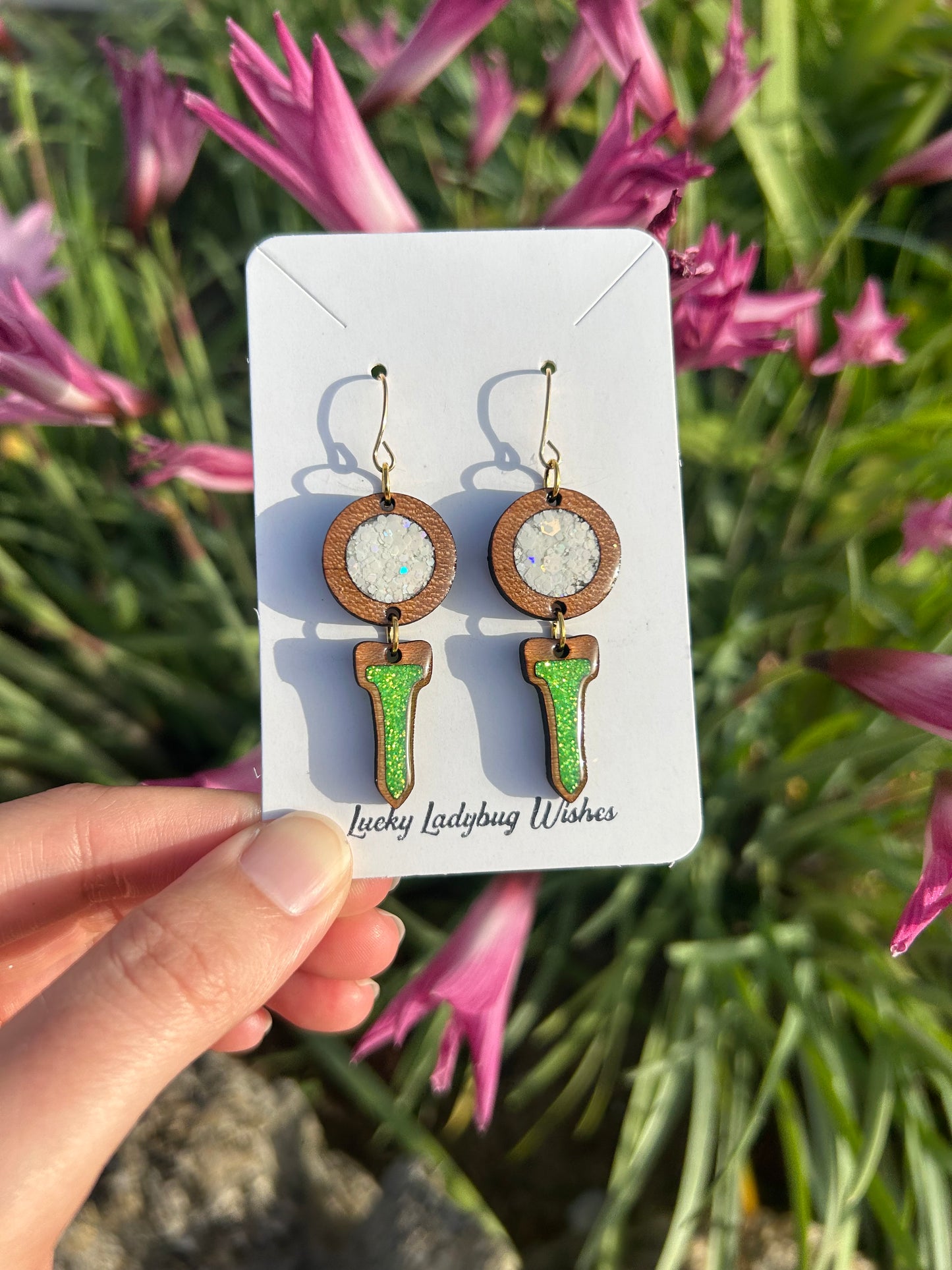 Golf ball tee earrings