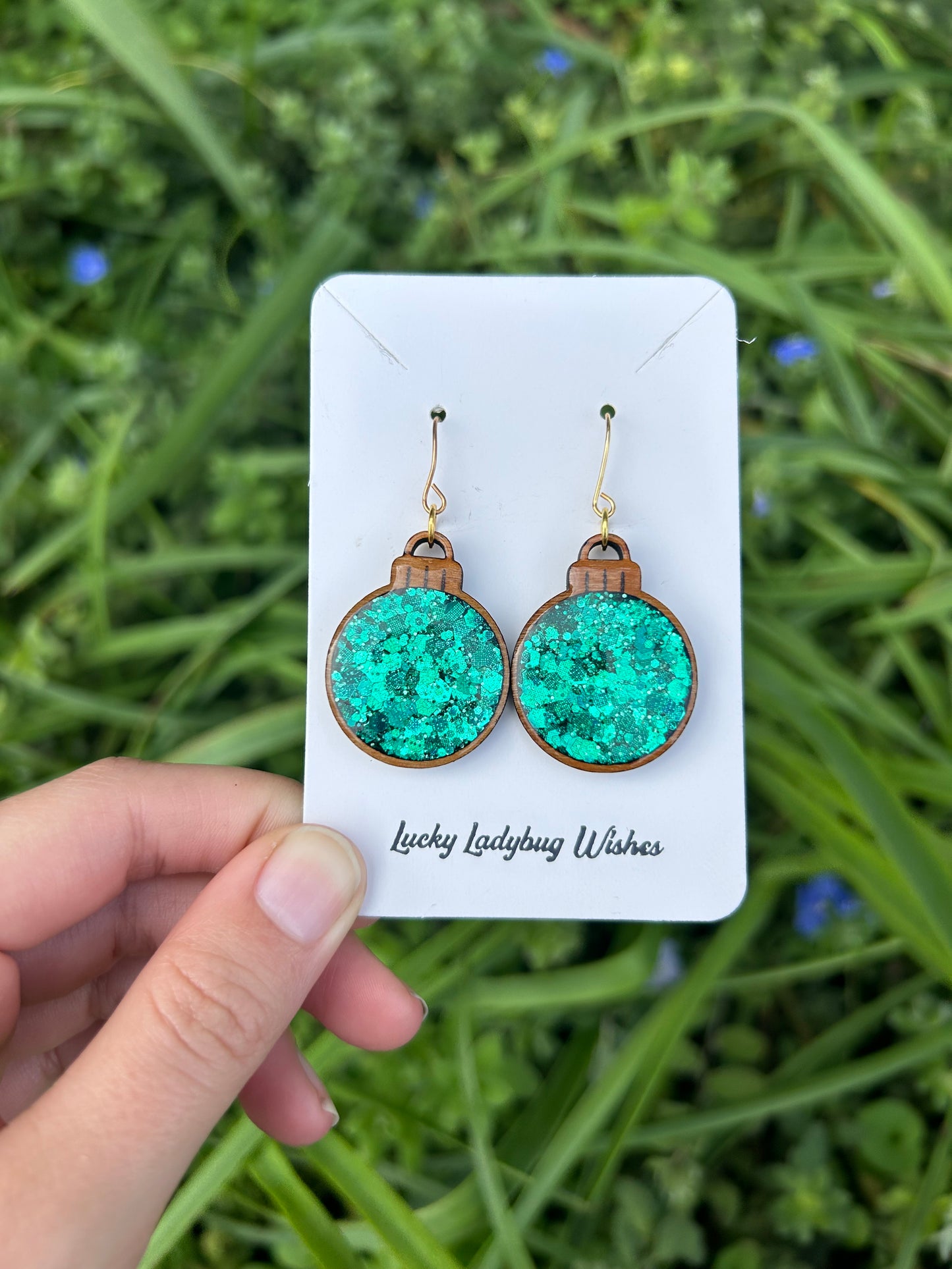 Wooden ornament earrings
